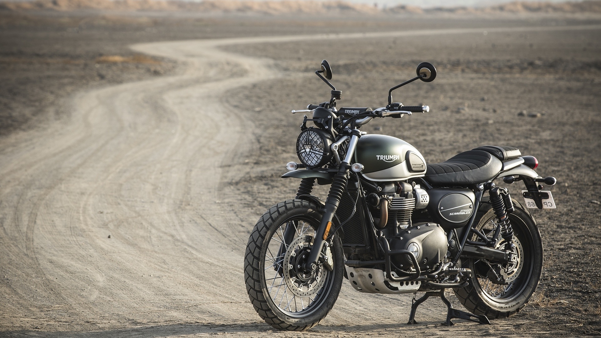 Triumph Street Scrambler, 2019-2020 colors, Khaki green, Matt aluminium, 1920x1080 Full HD Desktop