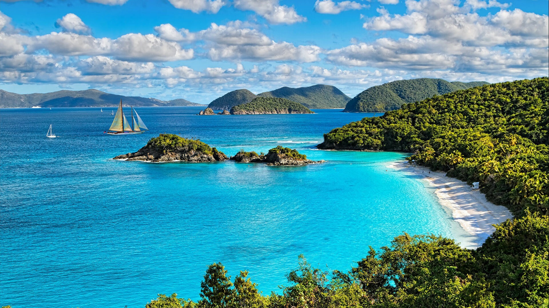 Trunk Bay Beach, Islands Wallpaper, 1920x1080 Full HD Desktop