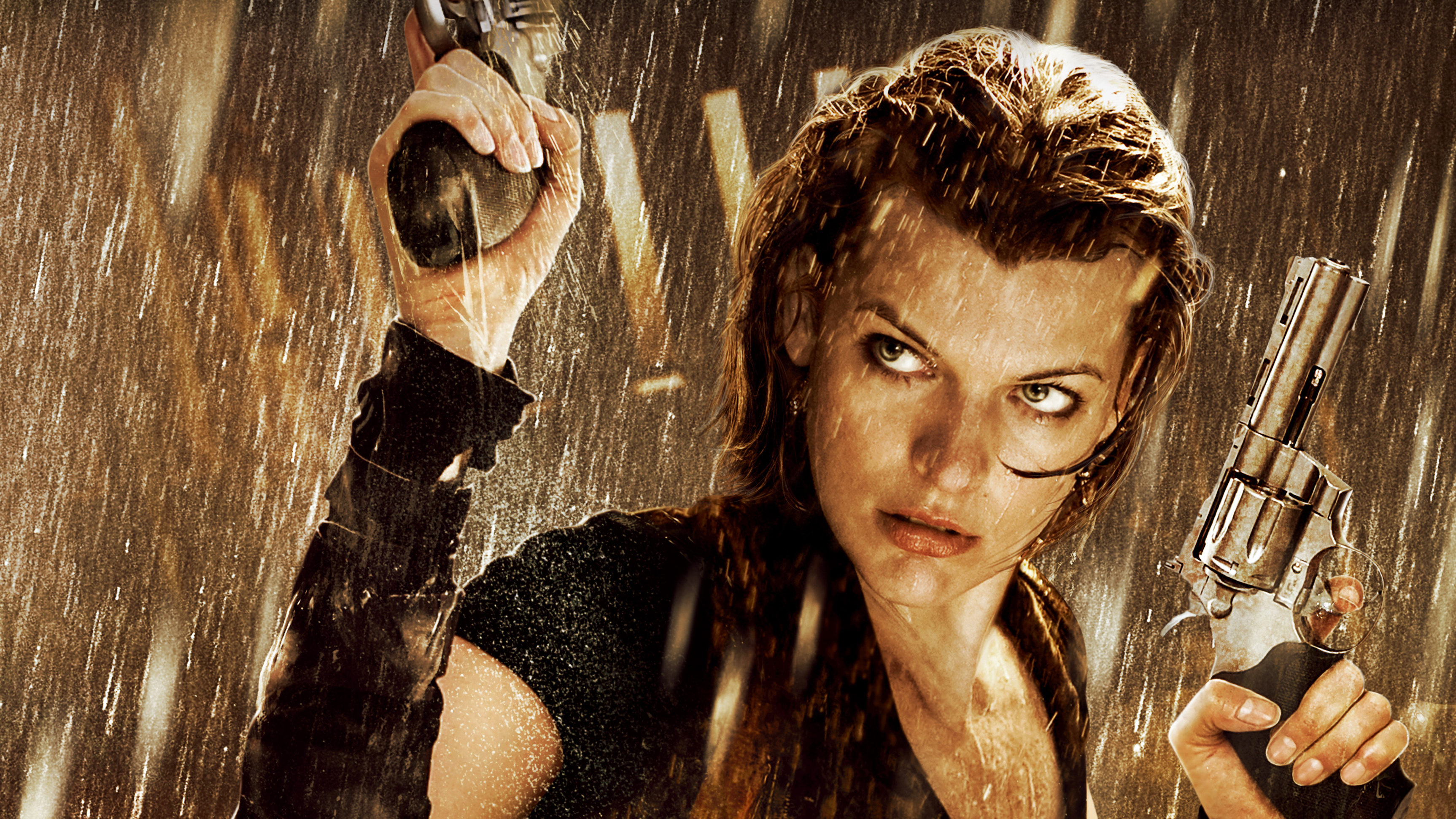 Resident Evil movie, Thrilling action, Dark atmosphere, Survival horror, 3460x1950 HD Desktop