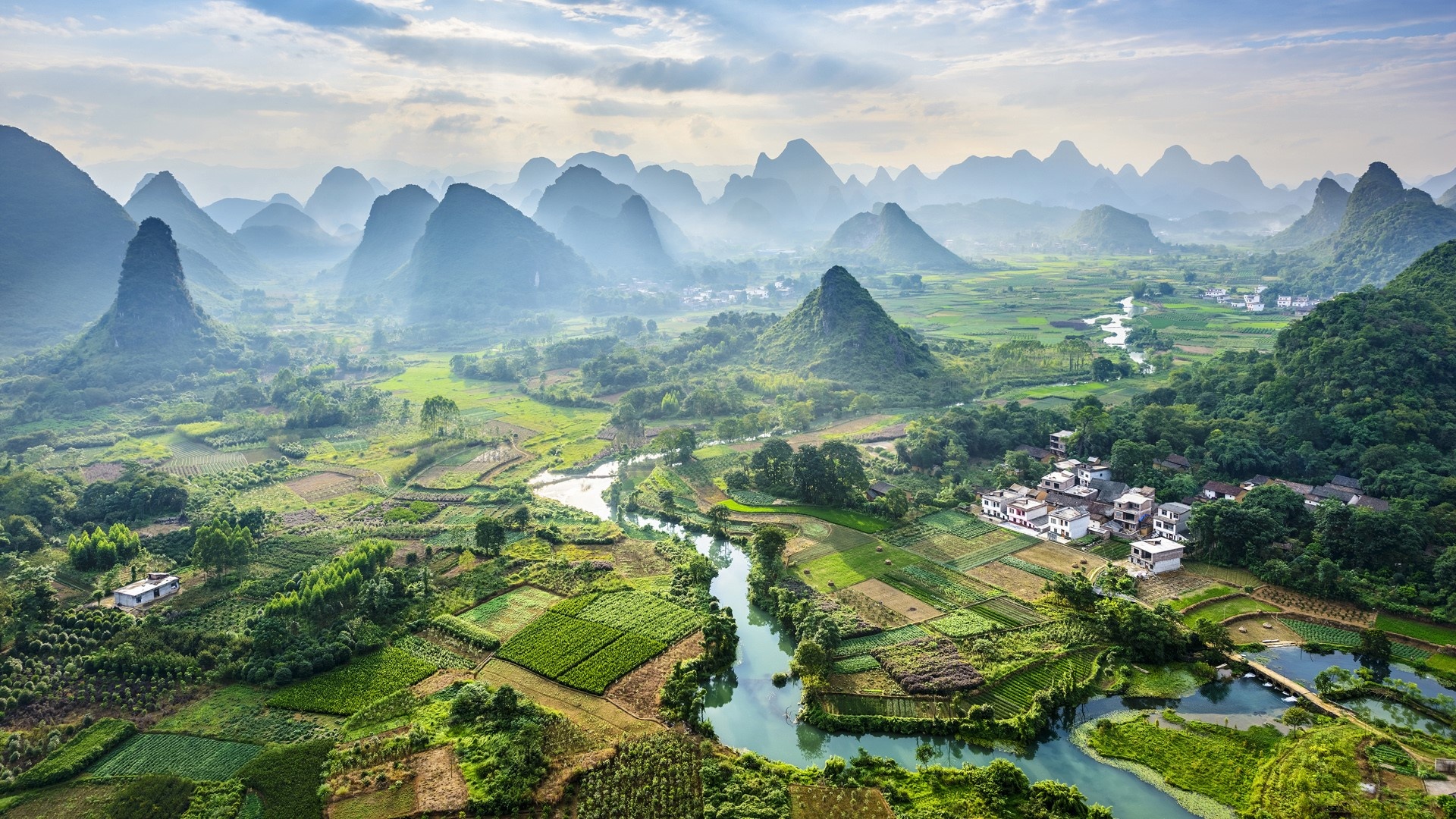 Guilin, Li River landscape, Yangshuo, China, 1920x1080 Full HD Desktop