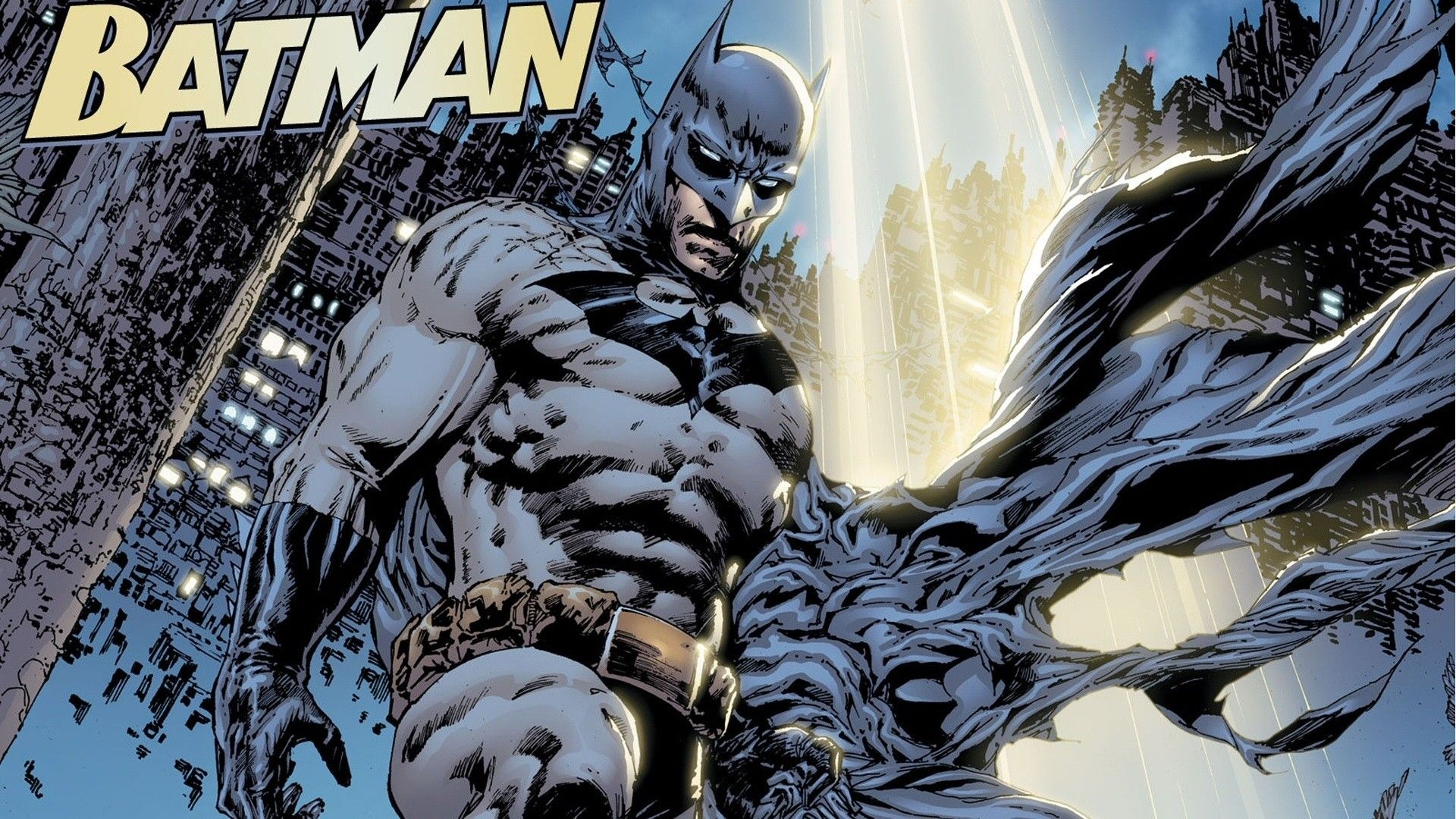 Batman, Comic Art, Gotham city, Dynamic Poses, Dark aesthetic, 1920x1080 Full HD Desktop