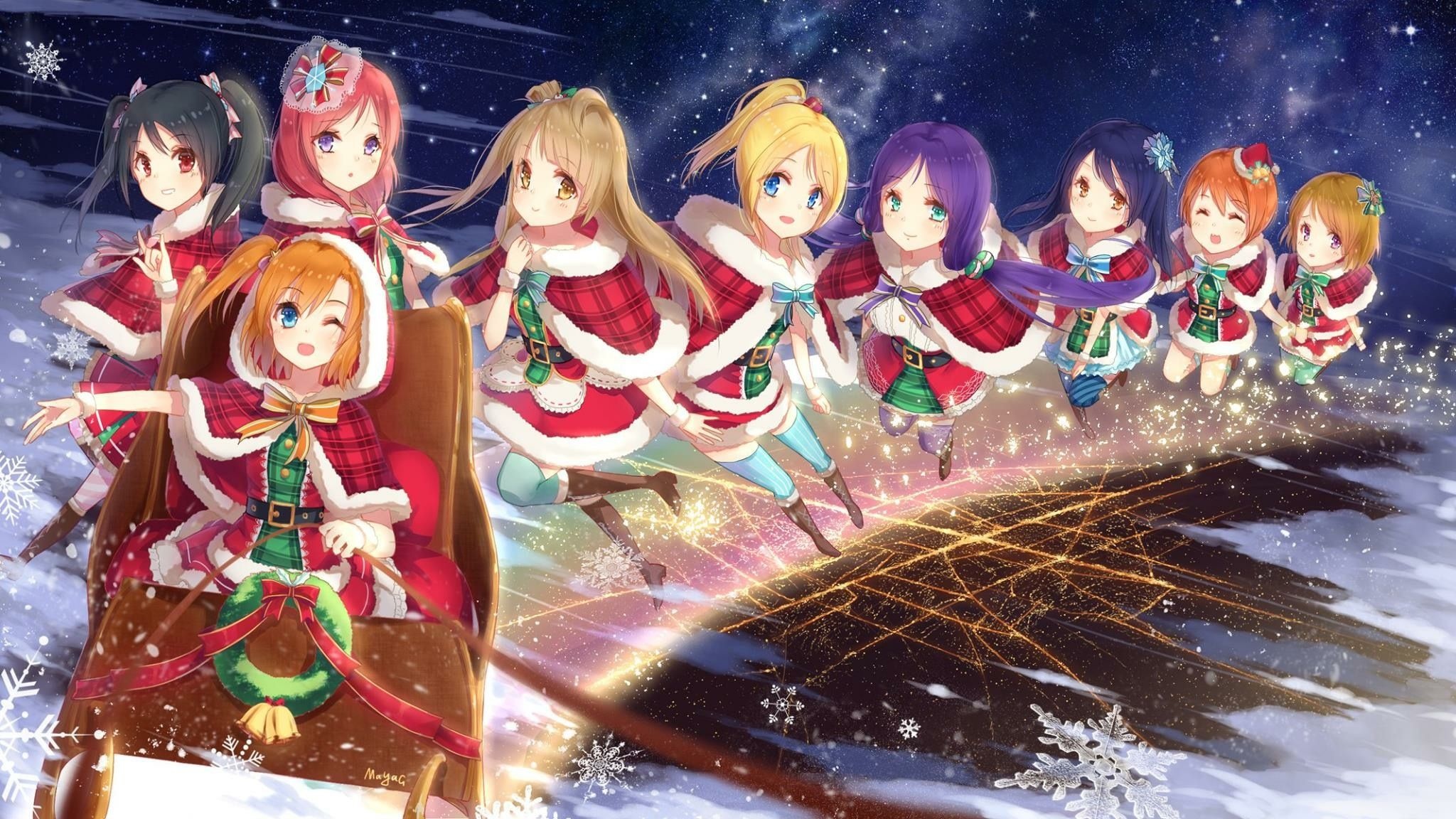 Love Live! School Idol Project, Love Live School Idol Project, Fondo de Pantalla, Feliz Navidad, 2050x1160 HD Desktop