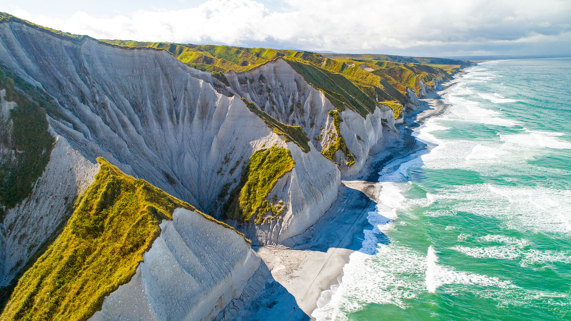 Okhotsk Sea, White cliffs, Far East, Russia, 1920x1080 Full HD Desktop