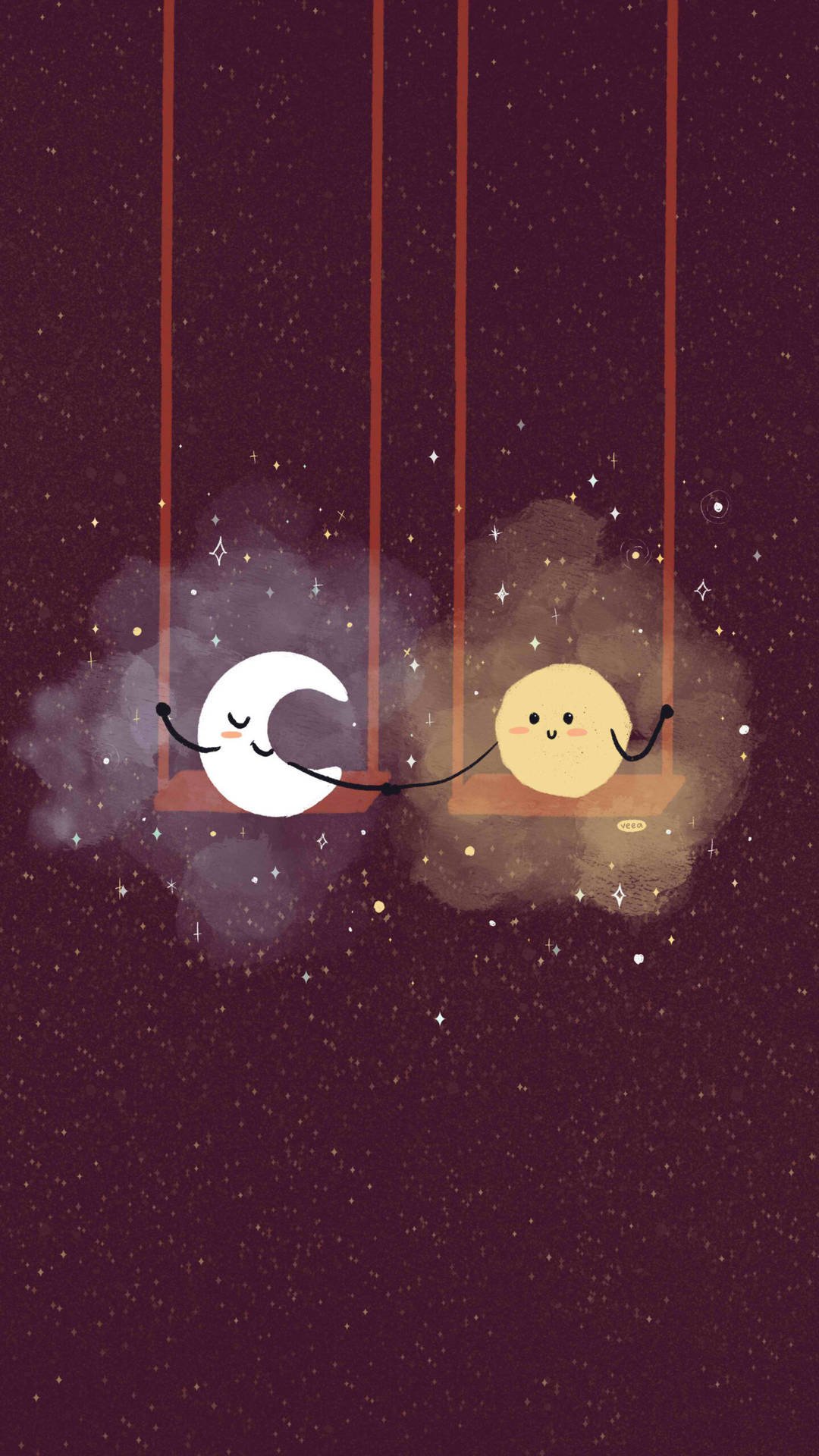 Sun and moon, Cute Phone Wallpaper, 1080x1920 Full HD Phone