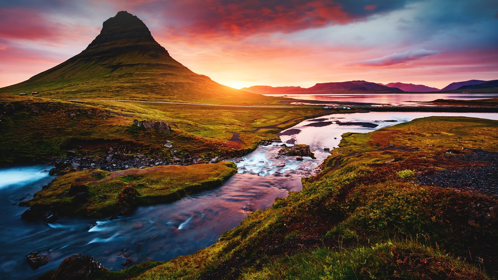 Kirkjufell, Iceland, Evening with volcano, Windows 10 spotlight images, 1920x1080 Full HD Desktop