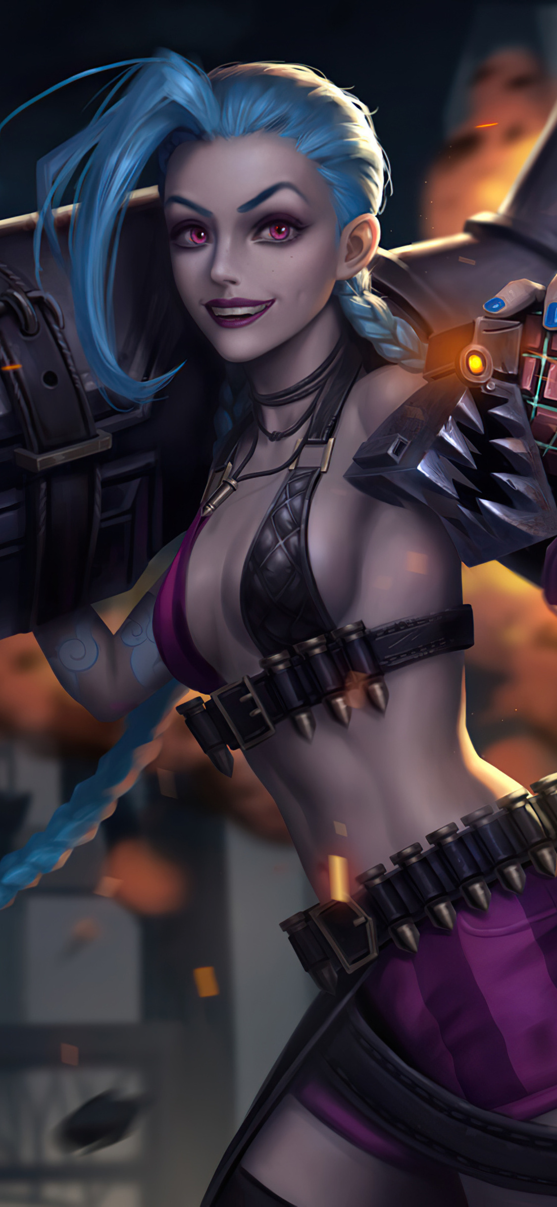 Jinx, League of Legends, Gaming Girl, Digital Art, 1130x2440 HD Phone