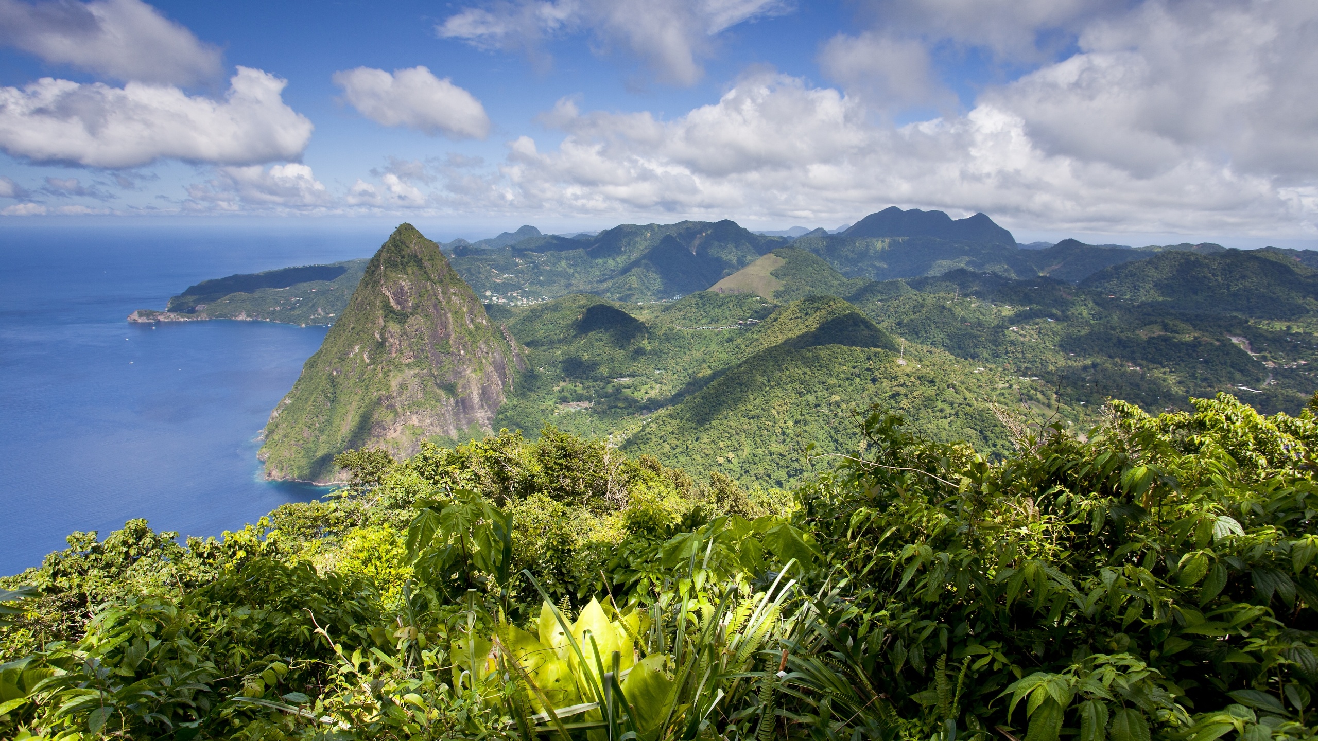 The Pitons charm, St. Lucia Macbook wallpaper, Tropical paradise, Beauty of nature, 2560x1440 HD Desktop