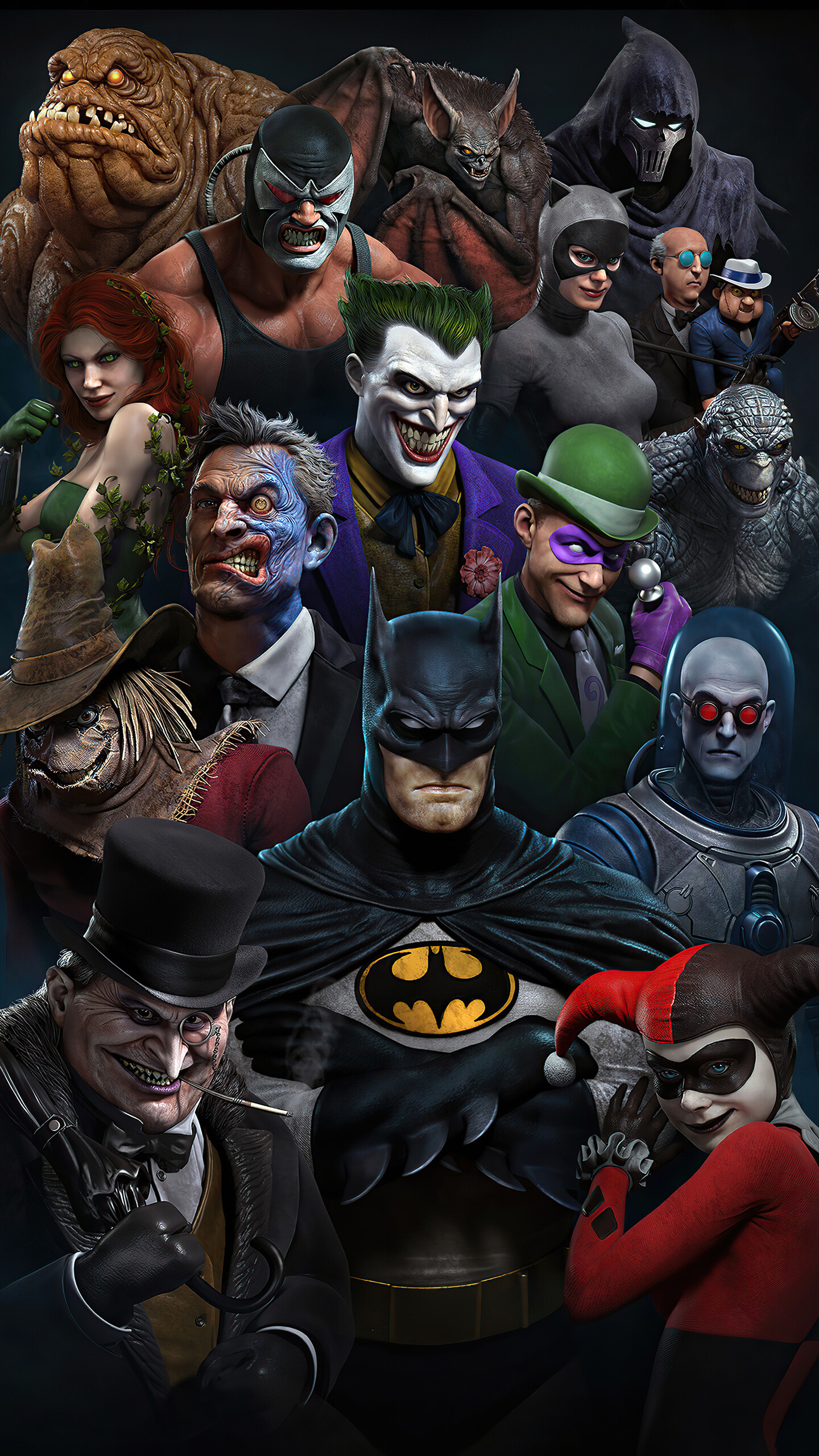 Batman animated series, DC Villains Wallpaper, 1440x2560 HD Phone