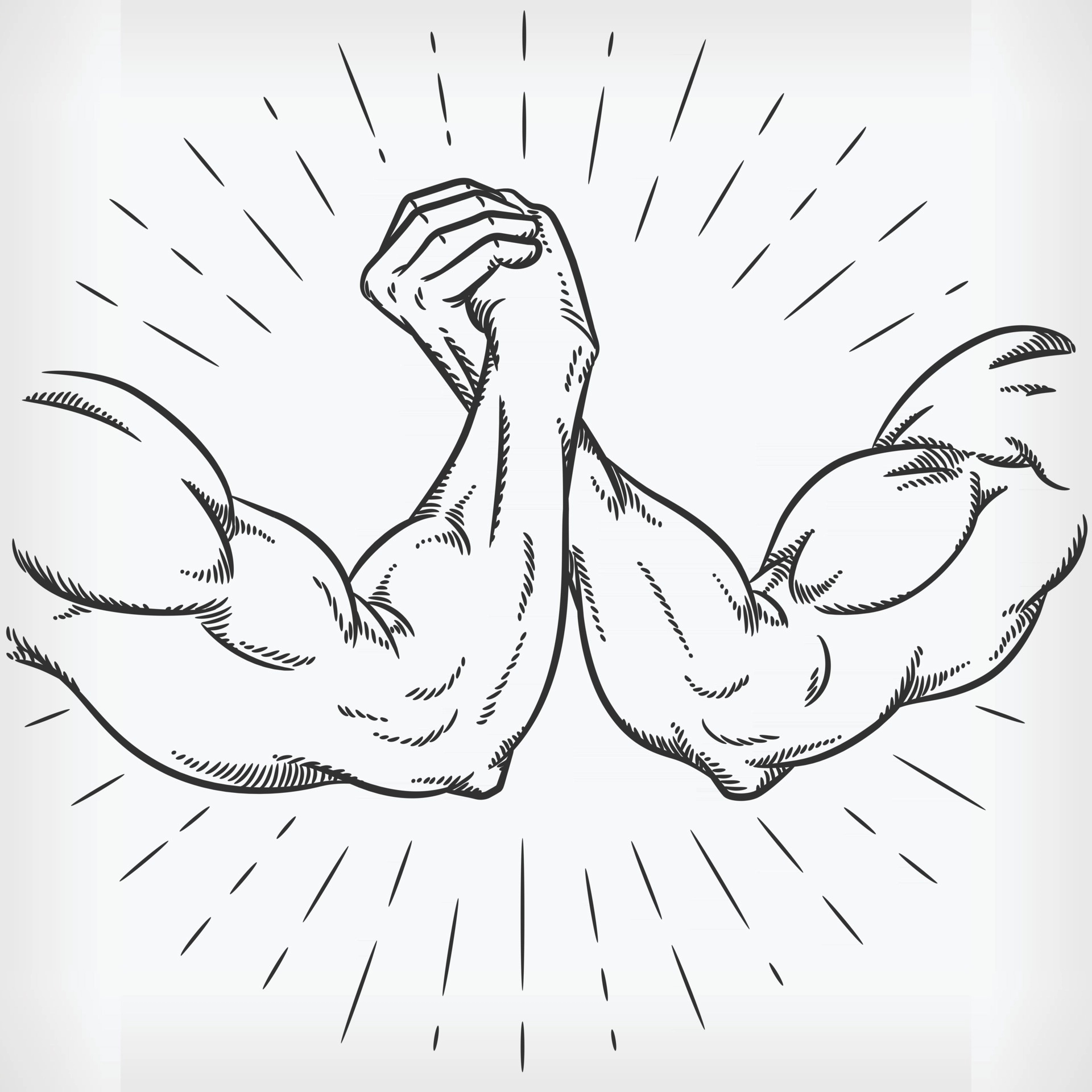 Sketch art, Arm wrestling fight, Hand-drawn illustration, Power and strength, 1920x1920 HD Phone