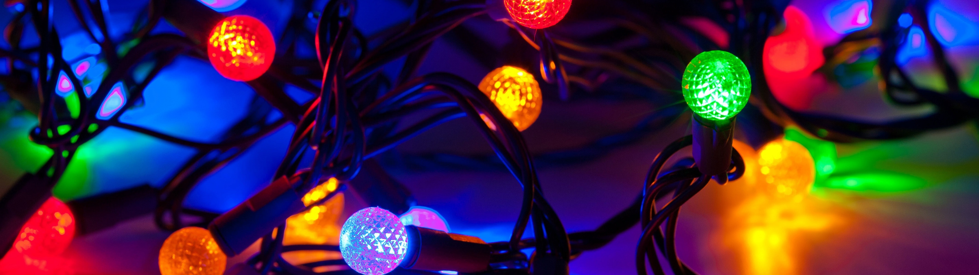 Party lights, Cute Christmas Wallpaper, 3840x1080 Dual Screen Desktop