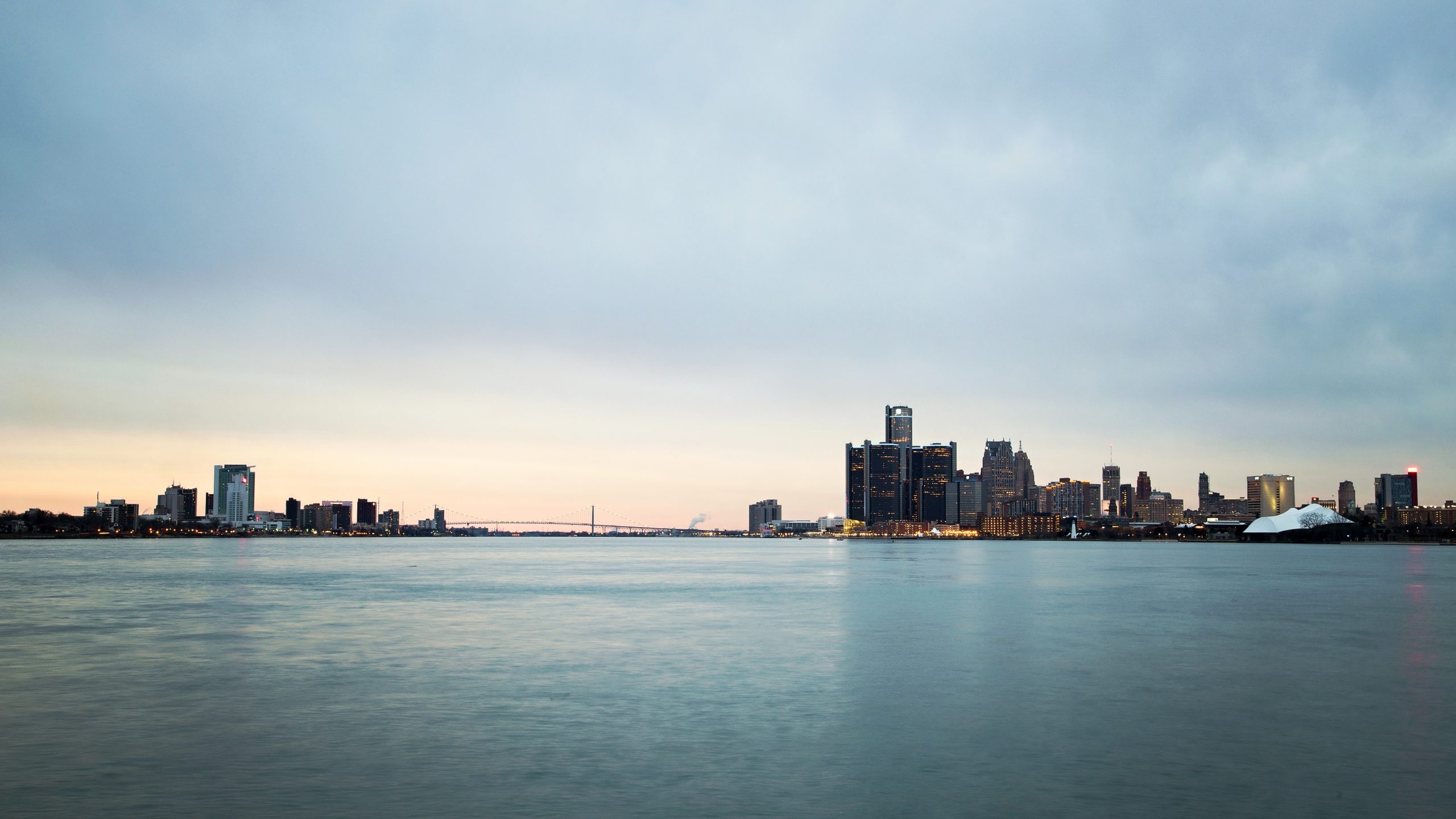 Detroit Skyline, City revival, Windsor connection, Captivating skyline, 2560x1440 HD Desktop