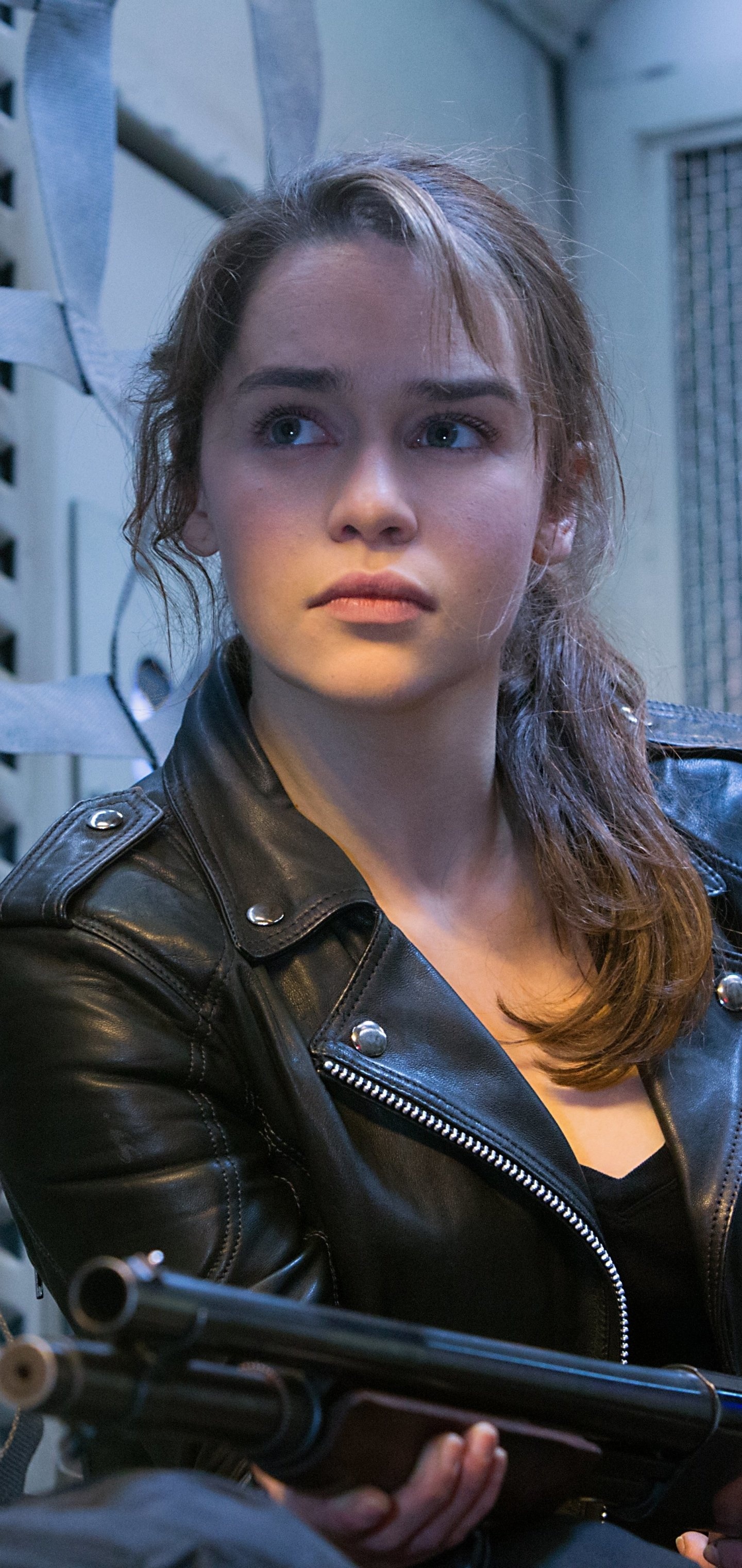 Emilia Clarke Sarah Connor, Terminator Genisys movie, Michael Bay production, Explosive action, 1440x3040 HD Phone