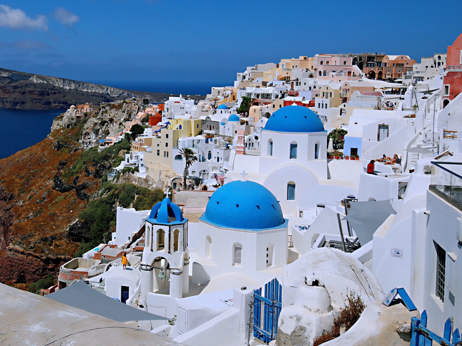 Blue Domes of Oia, Santorini sunset, Travel memoirs, Magical moments, 1920x1440 HD Desktop