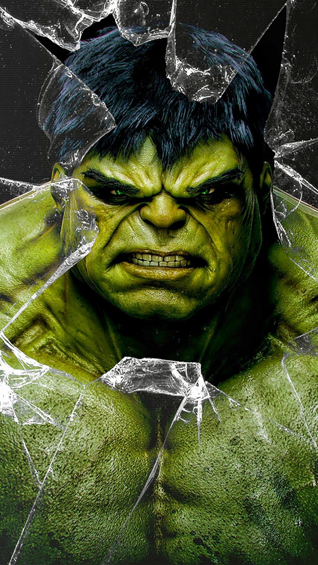 Green Hulk, Powerful brute, Enormous rage, Unstoppable force, 1250x2210 HD Phone