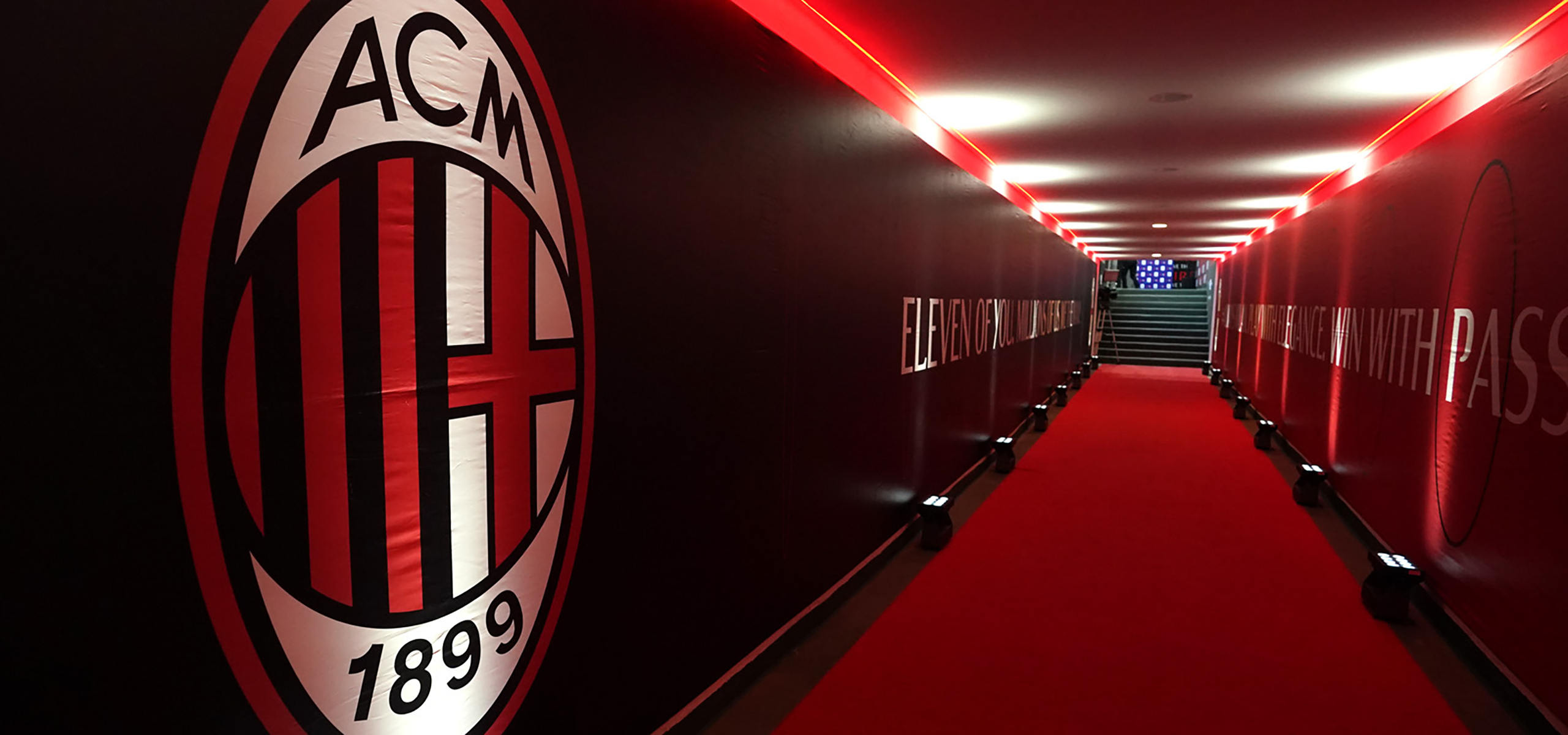 San Siro tunnel, Logo AC Milan Wallpaper, 2560x1200 Dual Screen Desktop