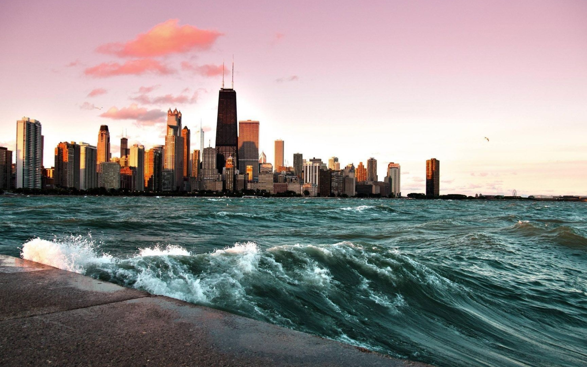 Lake Michigan, Travels, Majestic lake, Chicago skyline, 1920x1200 HD Desktop