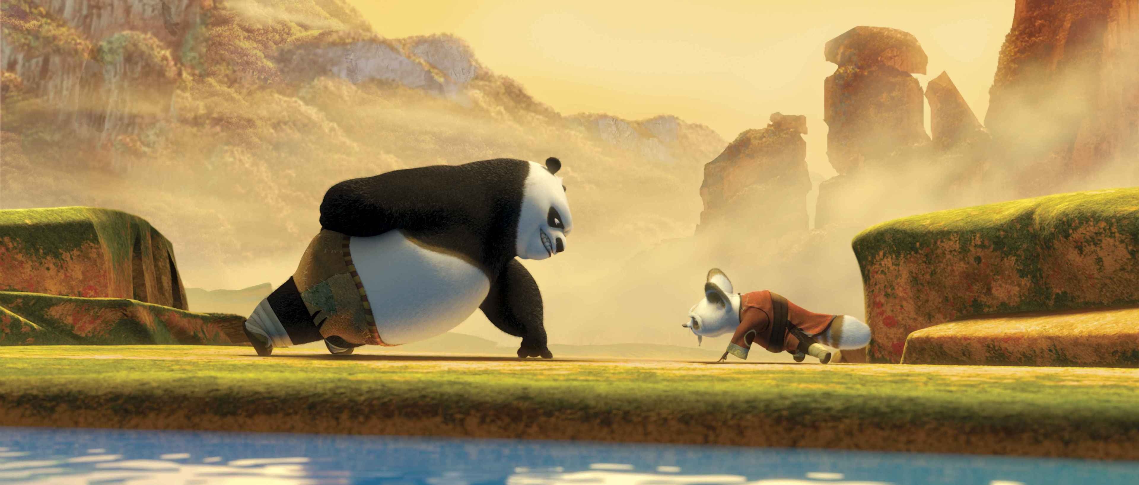 Master Shifu, Kung Fu Panda, Martial arts master, Zen, 3840x1640 Dual Screen Desktop