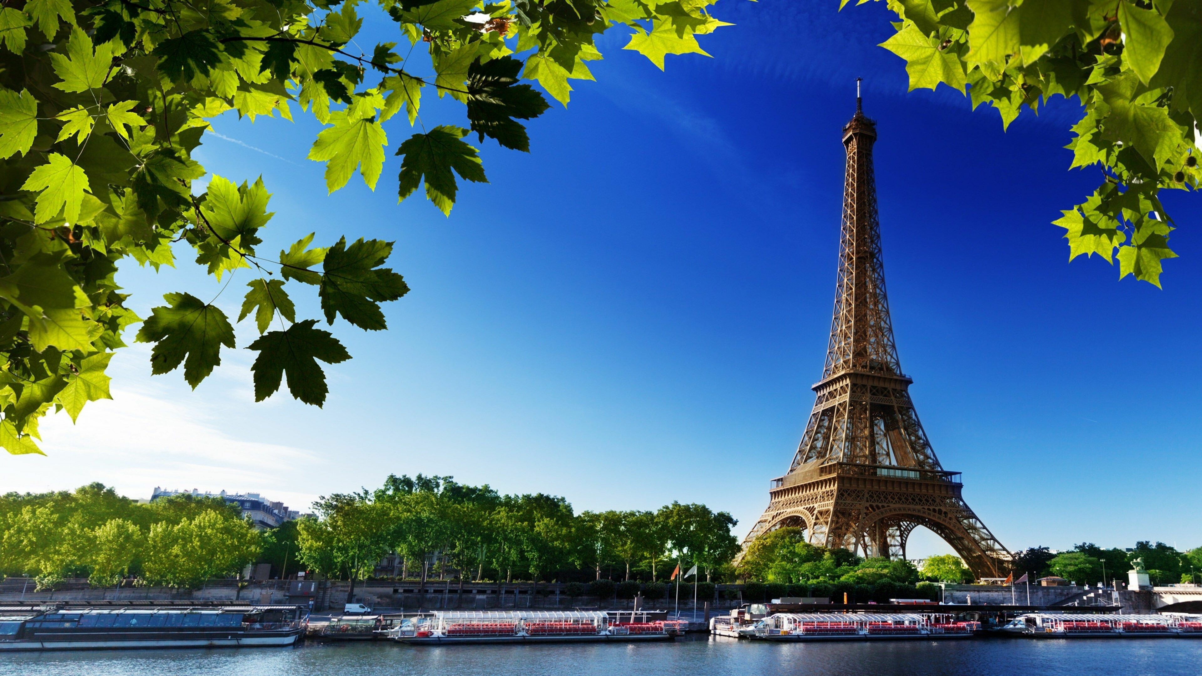 France, 4K HD, Paris skyline, Towering symbol, 3840x2160 4K Desktop