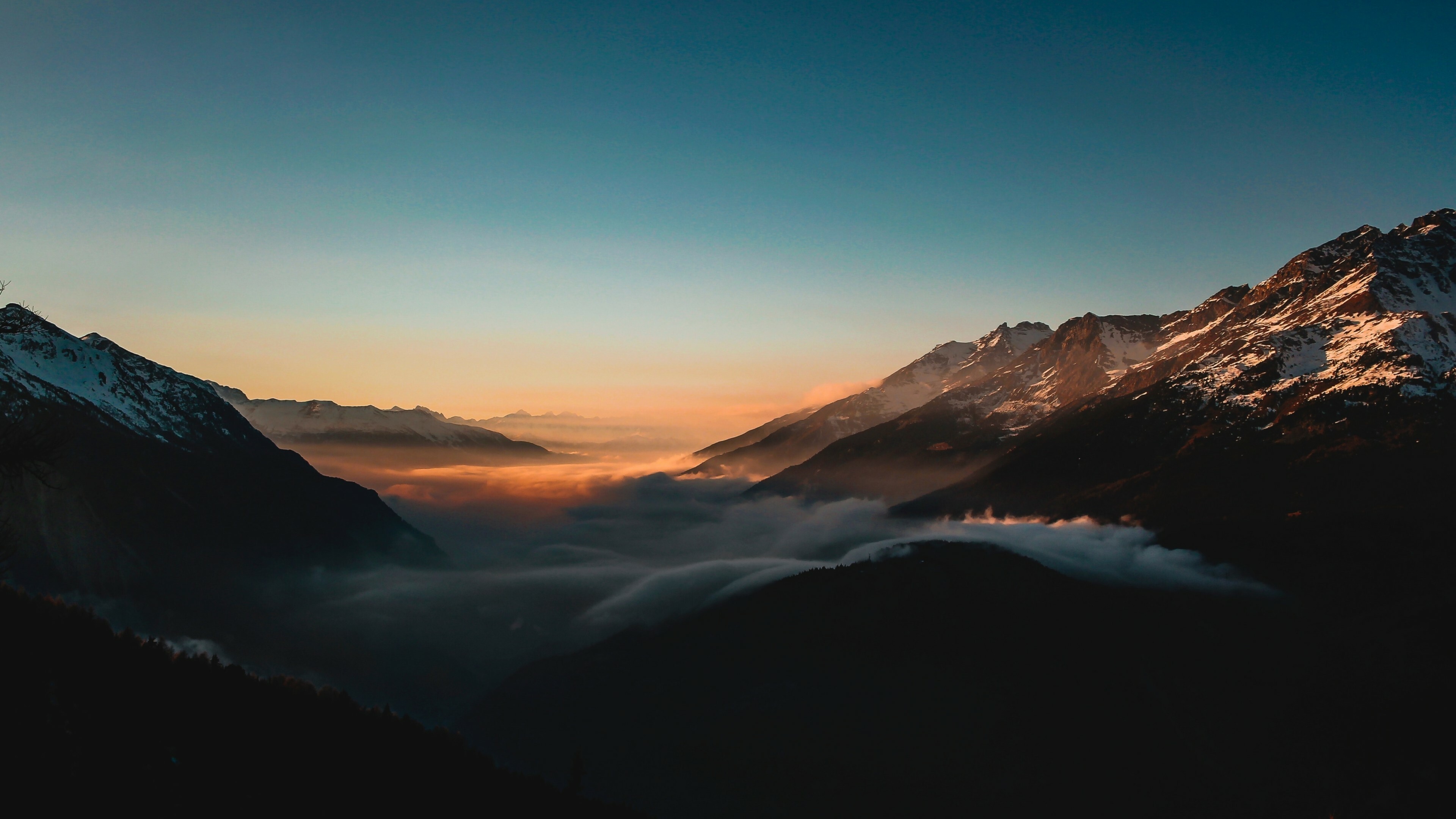 Mountain range, Sunsets Wallpaper, 3840x2160 4K Desktop