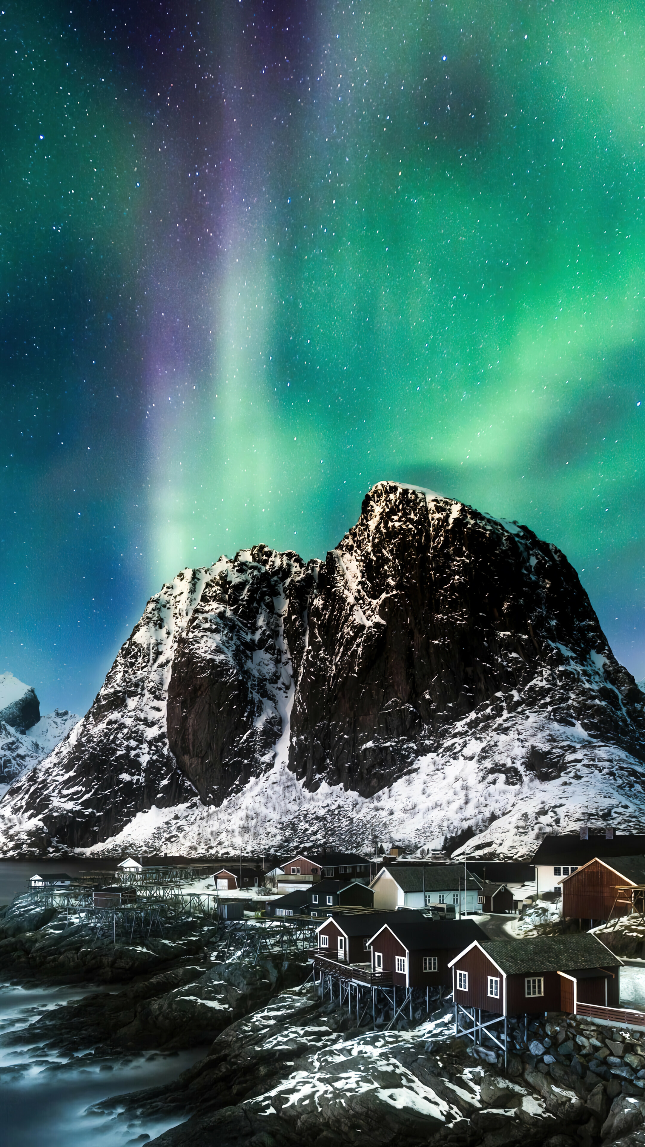 Lofoten islands, Aurora Borealis Wallpaper, 2160x3840 4K Phone