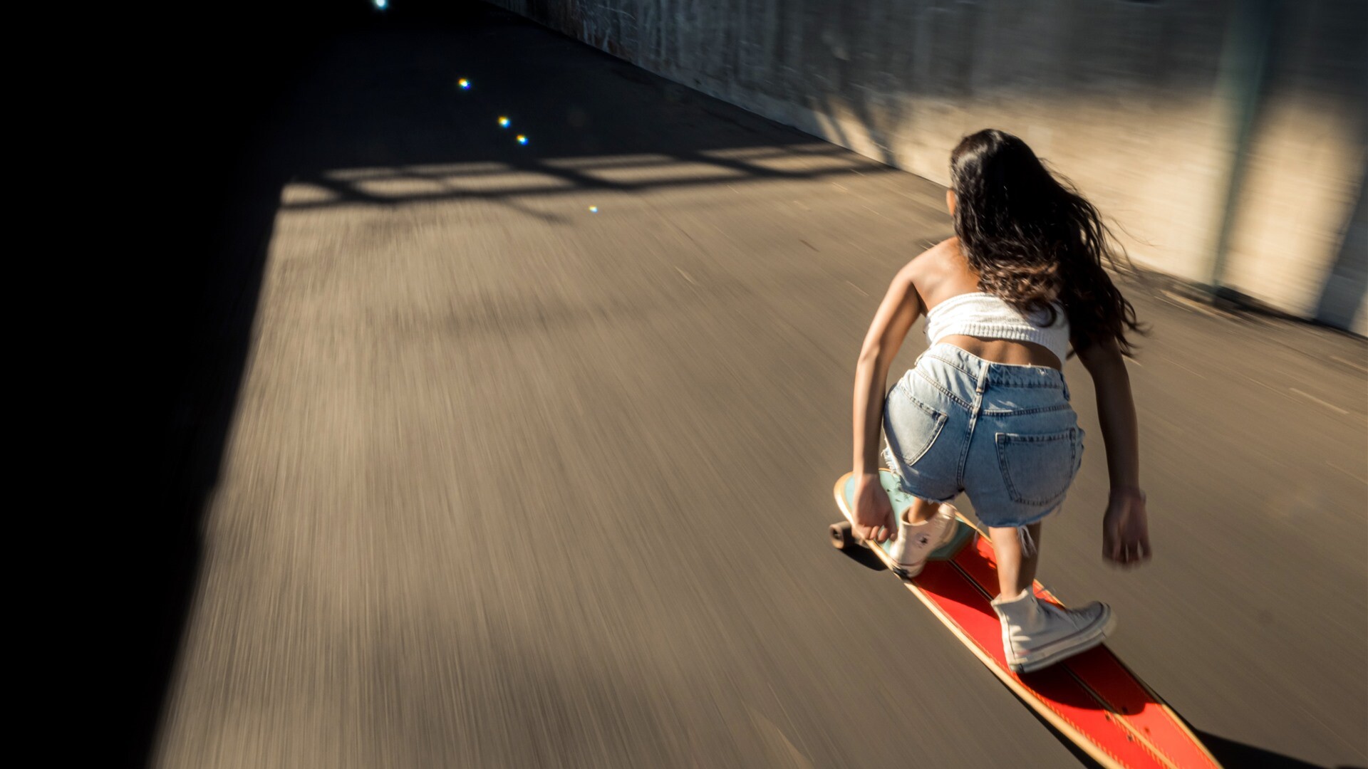 Downhill, Girl Skateboarding Wallpaper, 1920x1080 Full HD Desktop