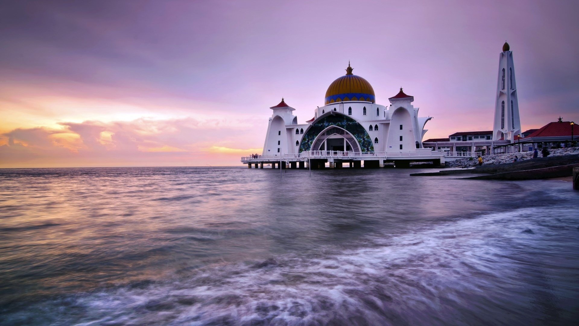 Malacca Straits Mosque, Malaysia Wallpaper, 1920x1080 Full HD Desktop