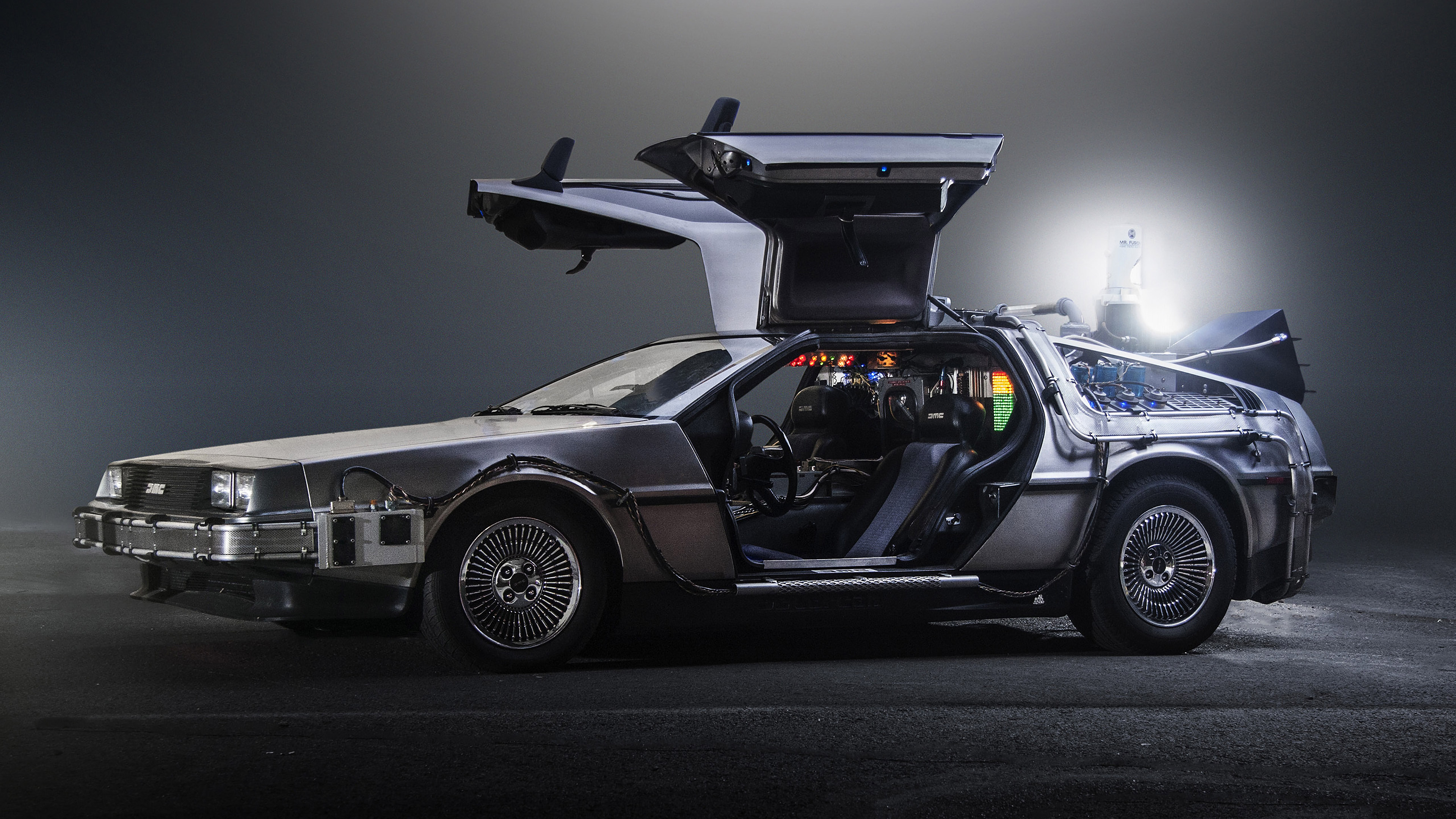 DeLorean DMC-12, 1985 movie car, Pop culture symbol, Iconic vehicle, 3840x2160 4K Desktop