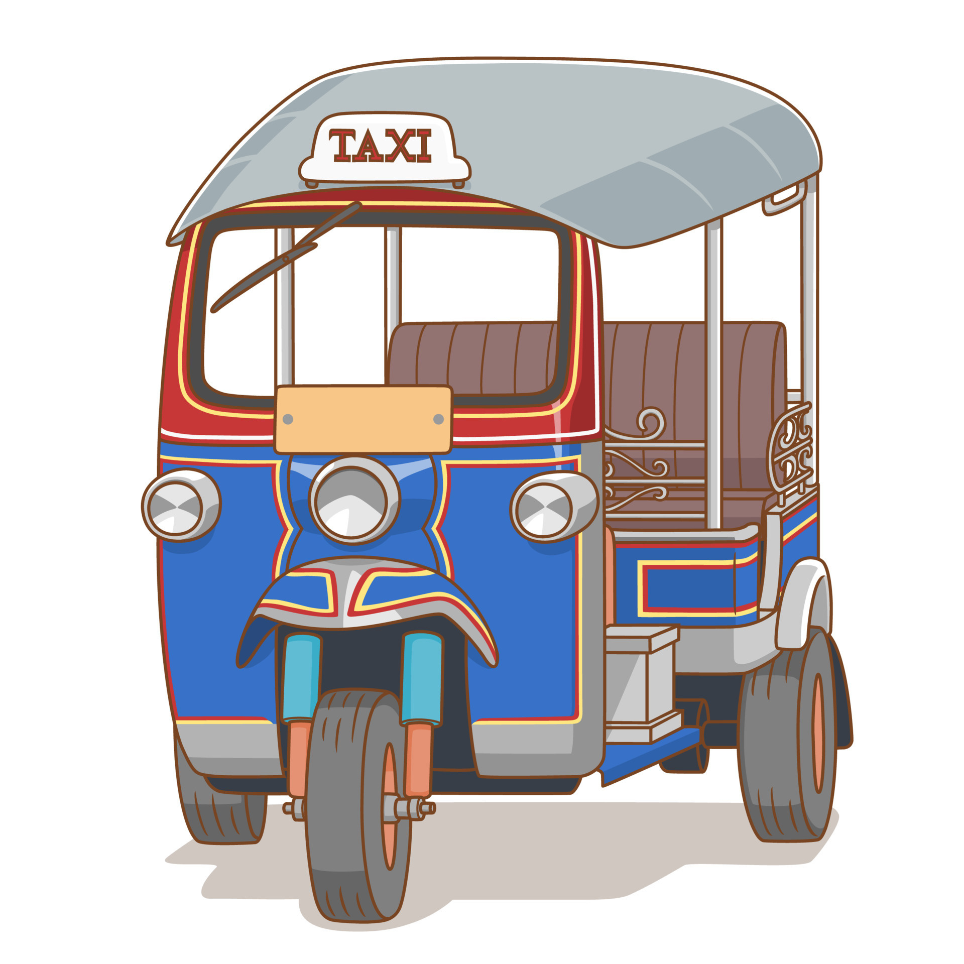 Tuk Tuk Car, Illustration, Thailand, Vector art, 1920x1920 HD Phone