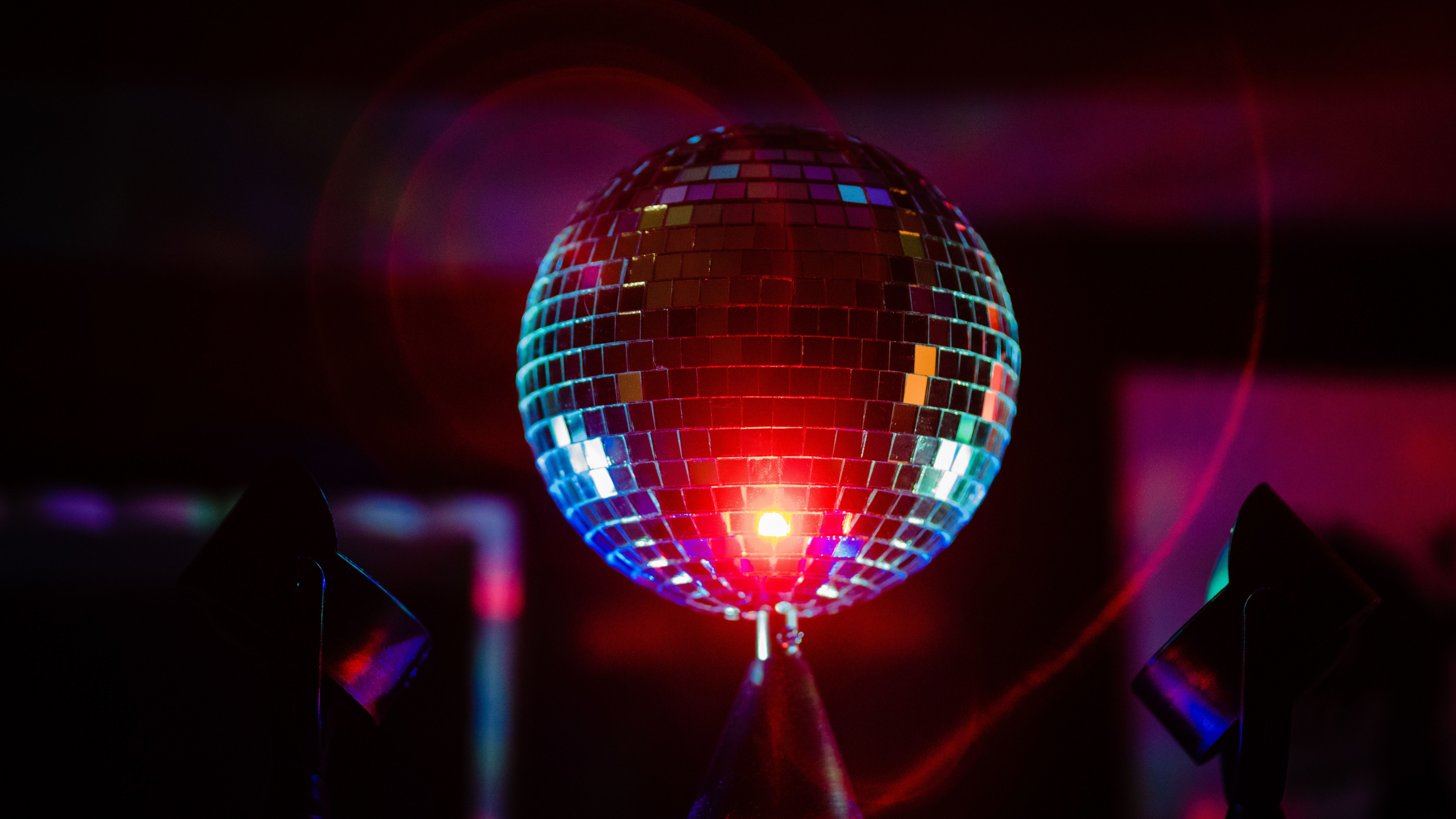 Disco ball laser light, LED wallpaper, High-quality background, Nighttime ambiance, 3840x2160 4K Desktop