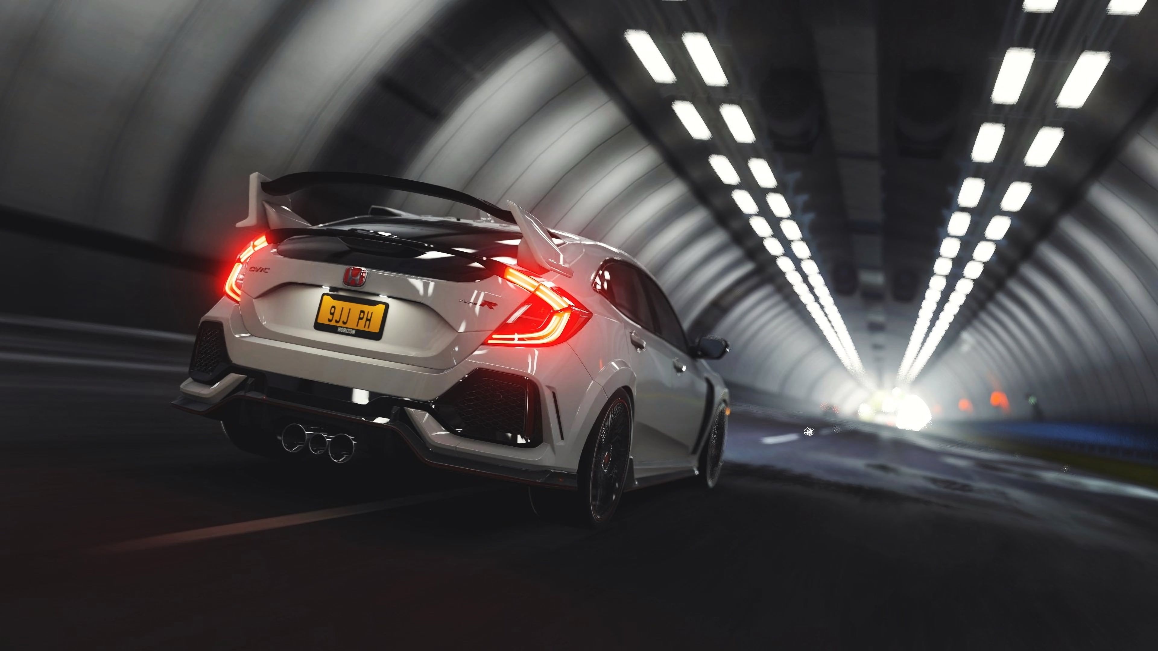 Civic Type R Back View, Honda Wallpaper, 3840x2160 4K Desktop