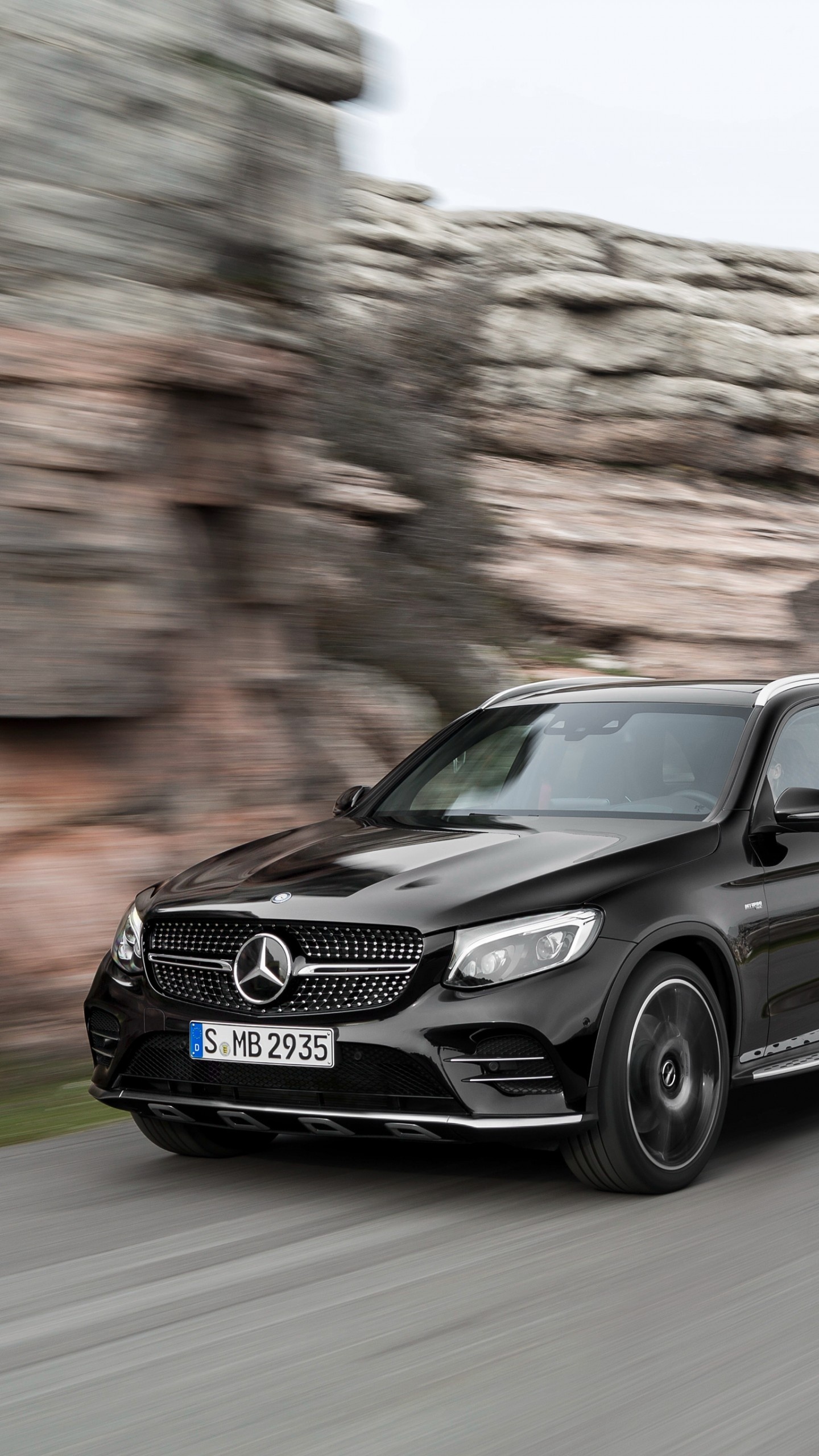 Mercedes-Benz GLC auto, Wallpaper Mercedes AMG GLC 43 4MATIC X253, NYIAS 2016, Black crossover, 1440x2560 HD Phone