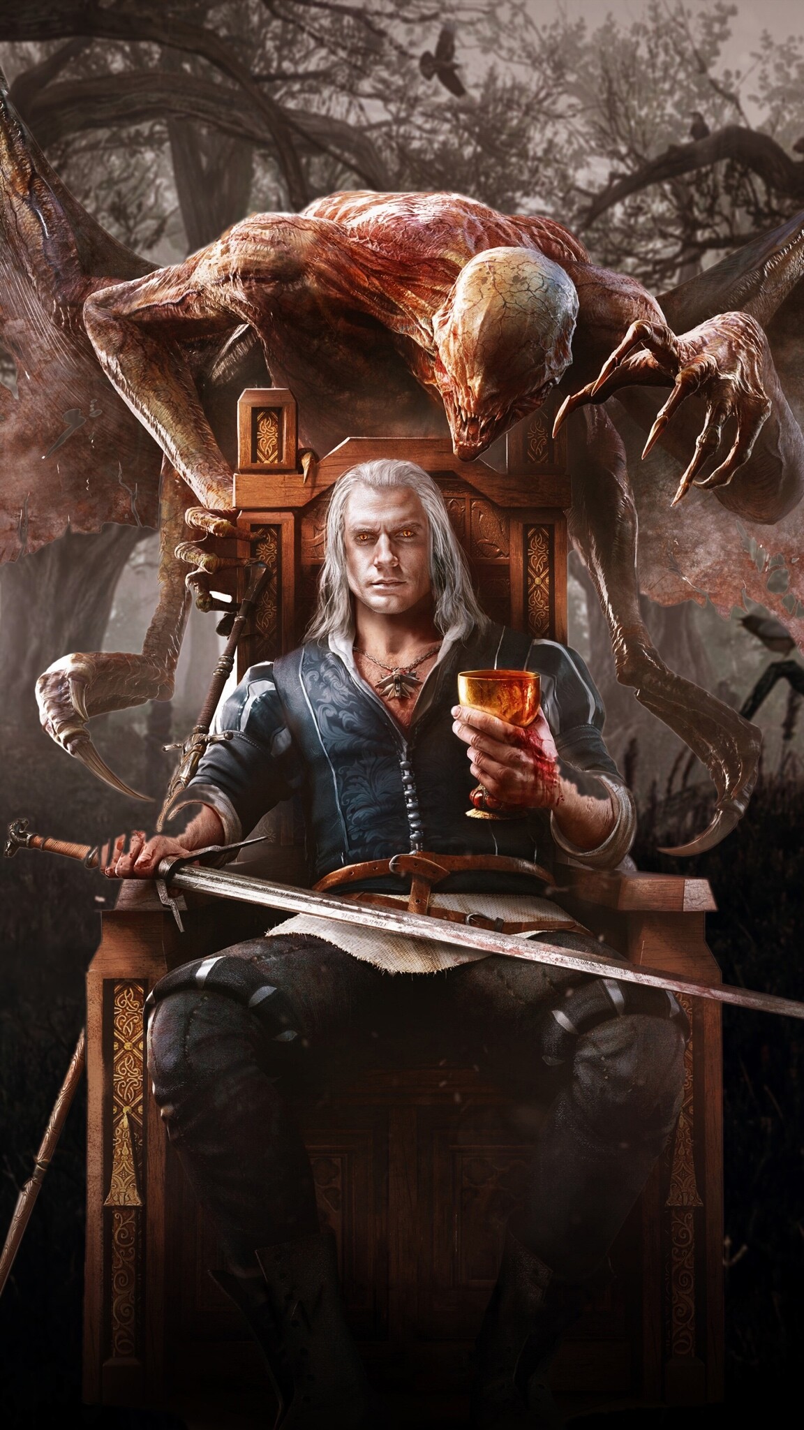 The Witcher wallpaper, iPhone-compatible, Artistic wallpaper pack, Gaming style, 1160x2050 HD Phone