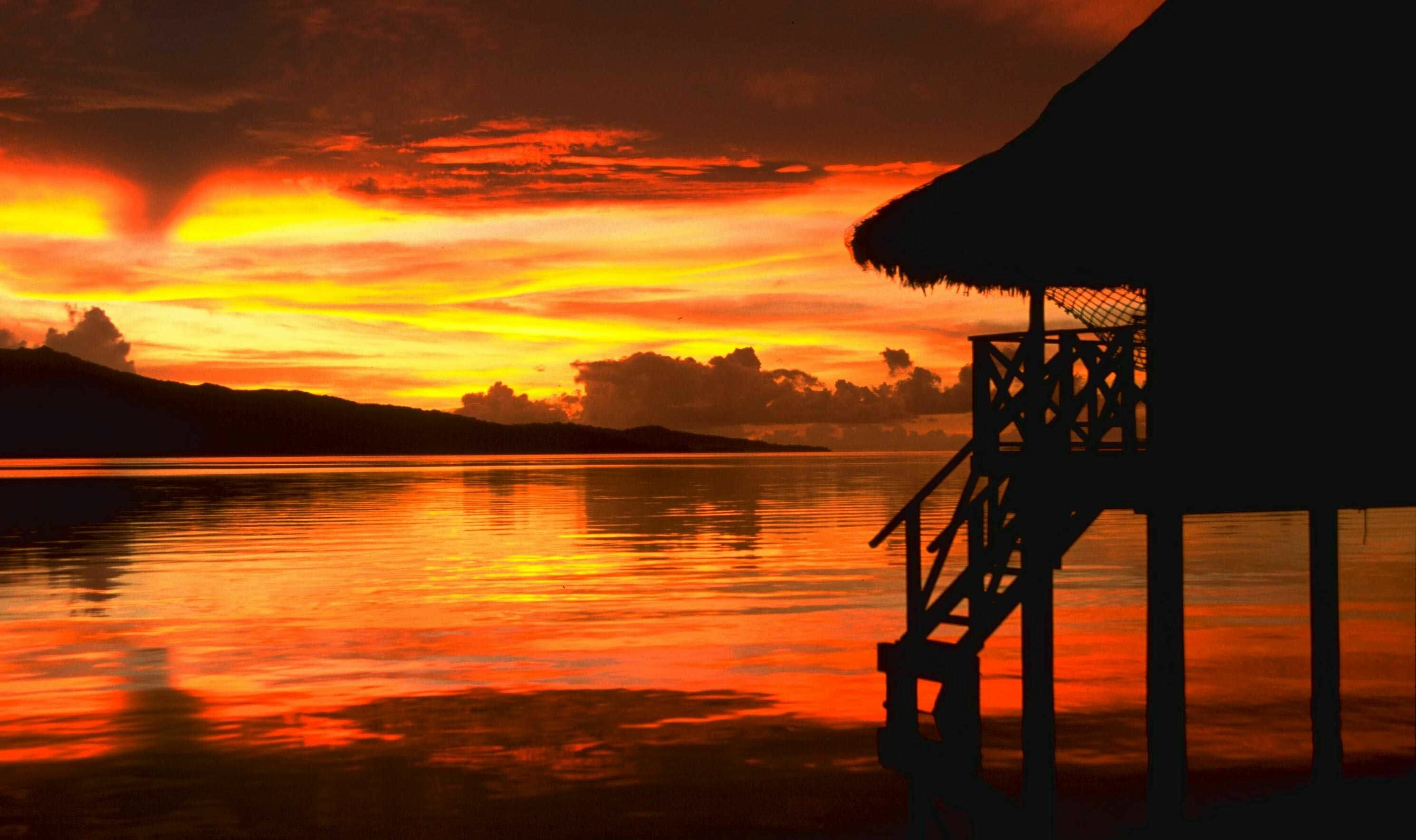 Sunset, Tahiti Wallpaper, 2980x1770 HD Desktop