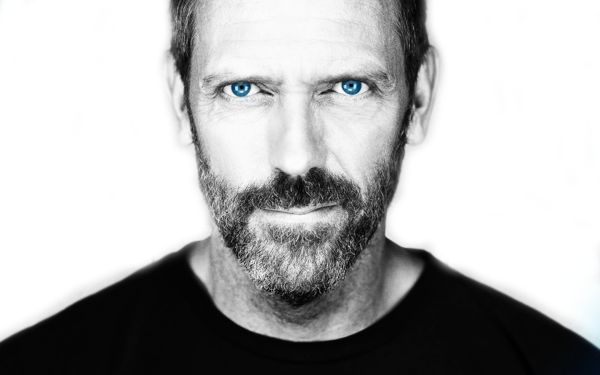 Hugh Laurie, Gregory House, Selective coloring, Expressive faces, 1920x1200 HD Desktop