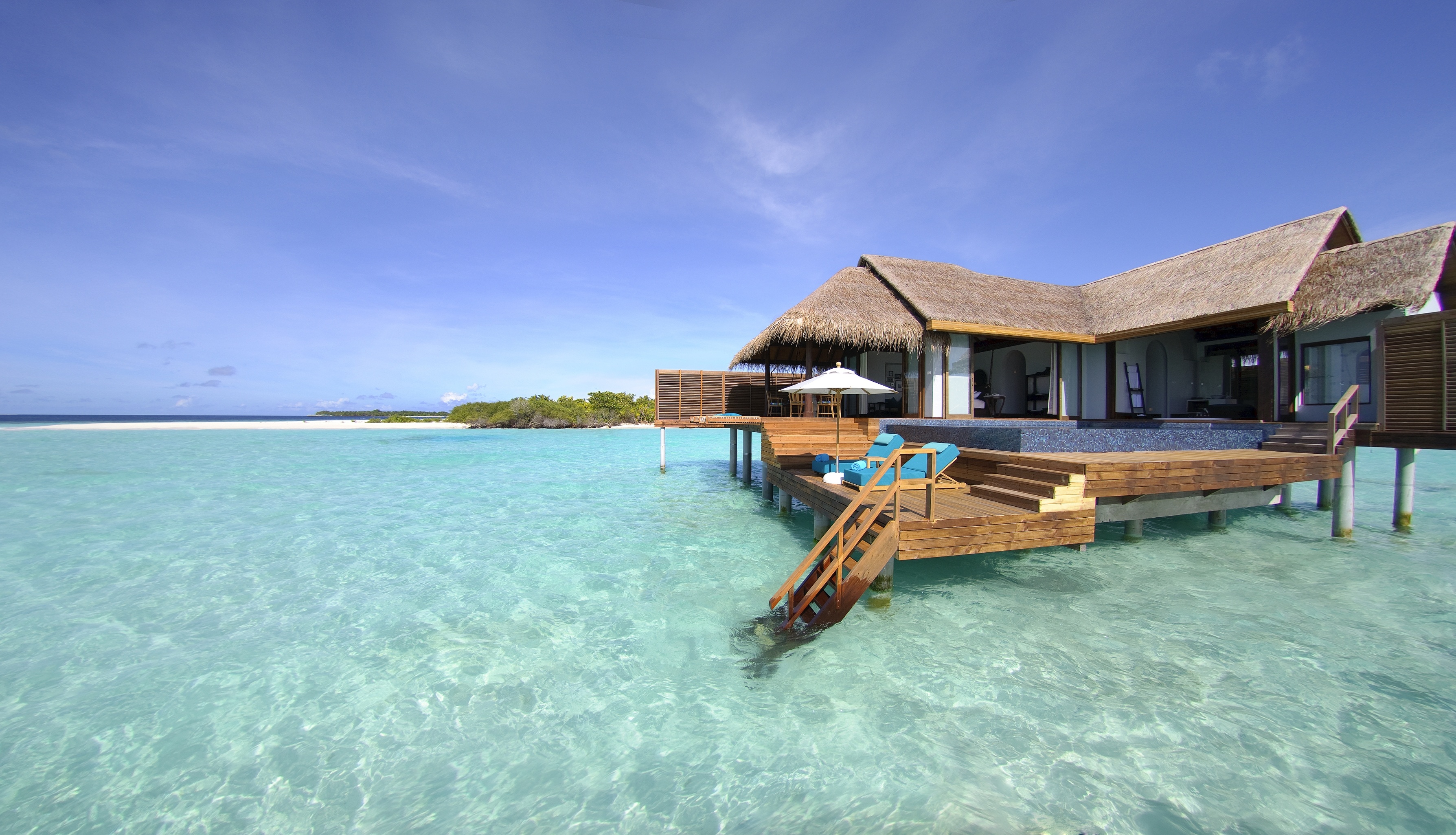 Anantara Kihavah Maldives, Bungalows Wallpaper, 3580x2050 HD Desktop