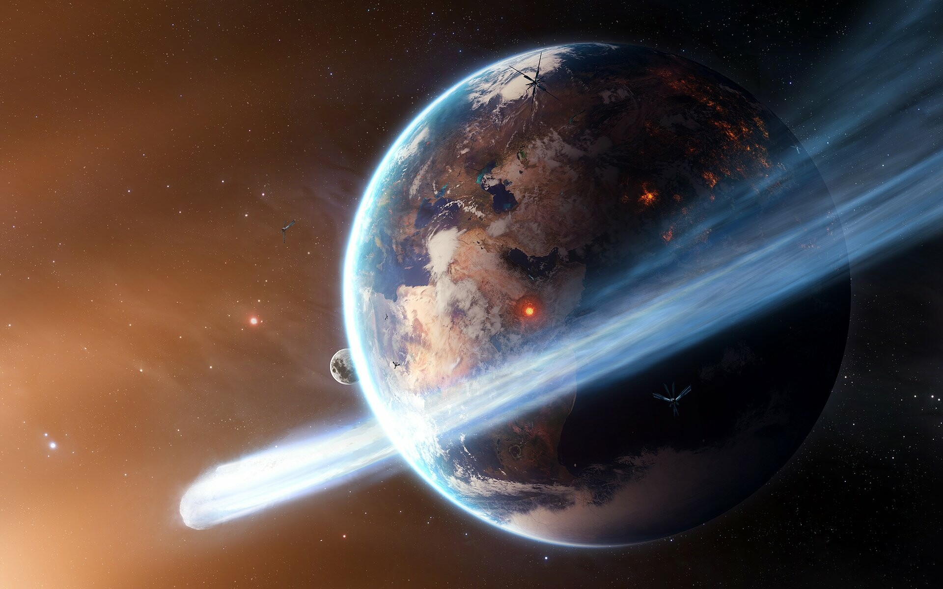 Earth, Meteors Wallpaper, 1920x1200 HD Desktop