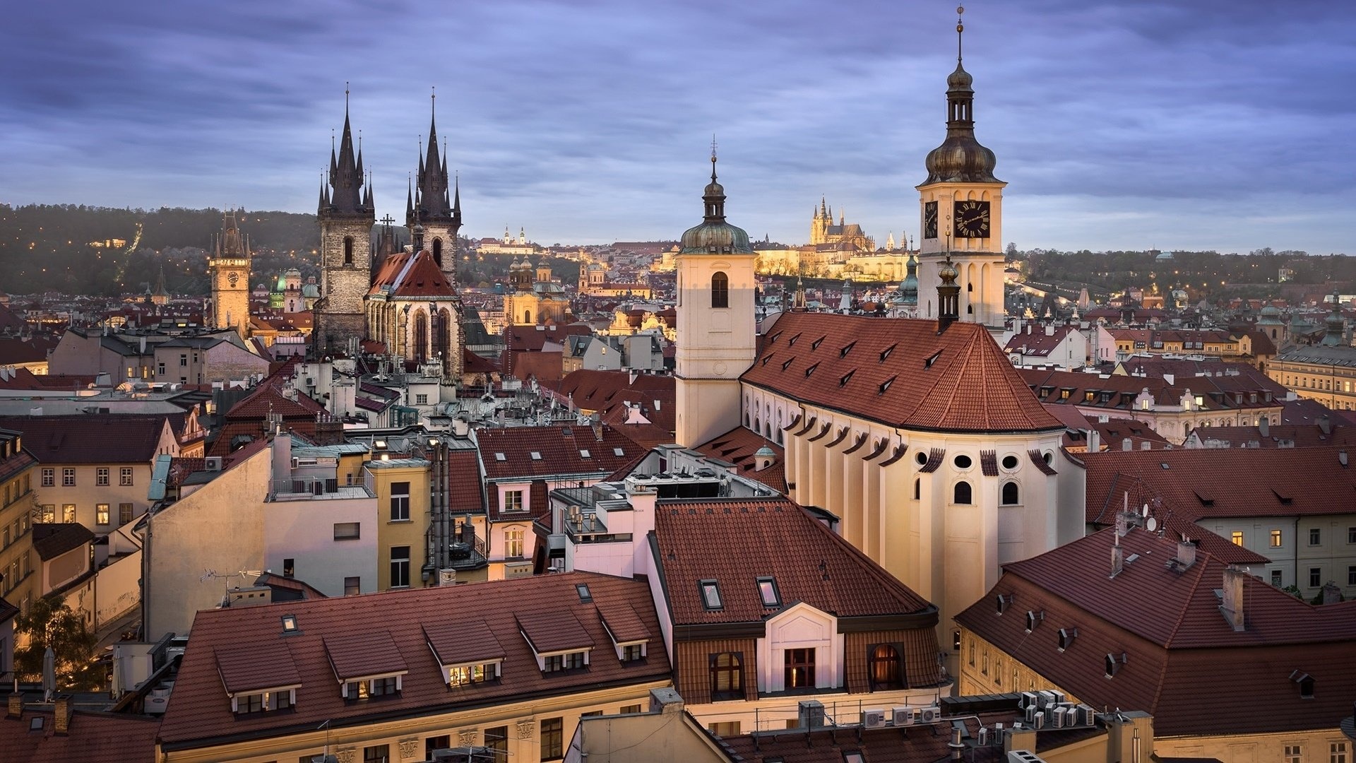 City lights, Urban landscape, Architectural marvels, Prague's breathtaking sights, 1920x1080 Full HD Desktop