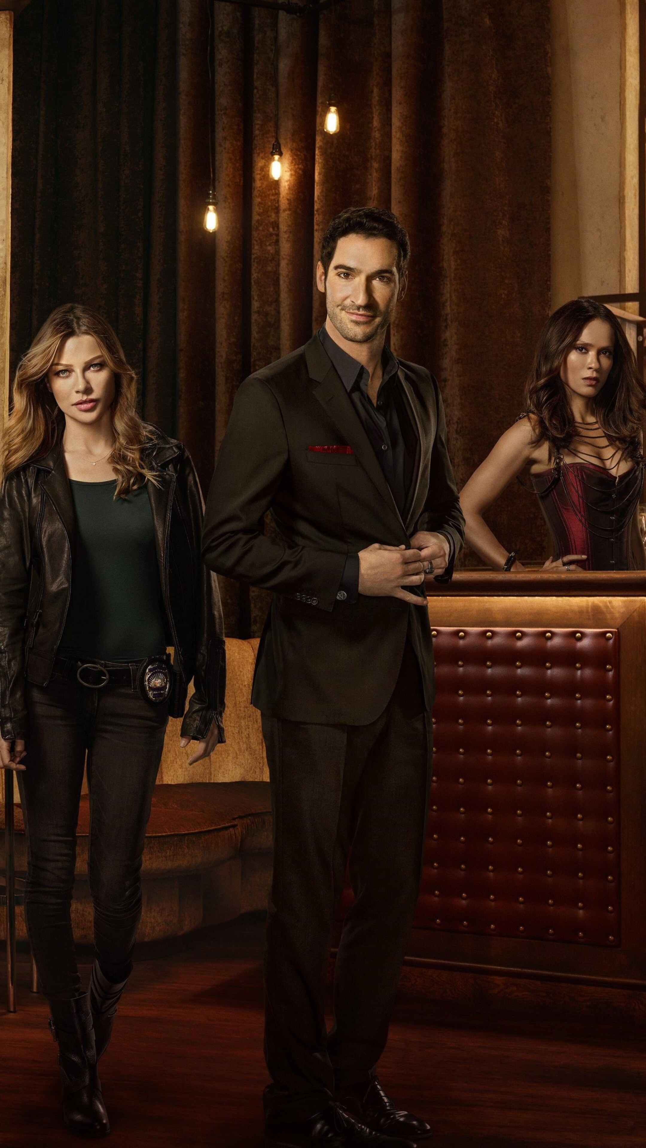 Lesley-Ann Brandt, Lauren German, and Tom Ellis, Lucifer Wallpaper, 2160x3840 4K Phone