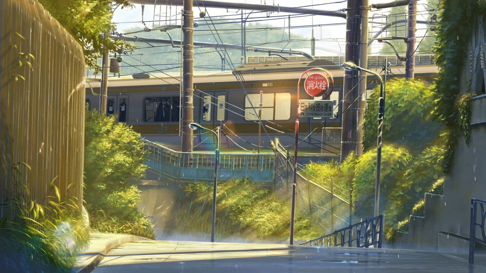 Train anime, Brown and gray, Urban street, Ambiance, 1920x1080 Full HD Desktop