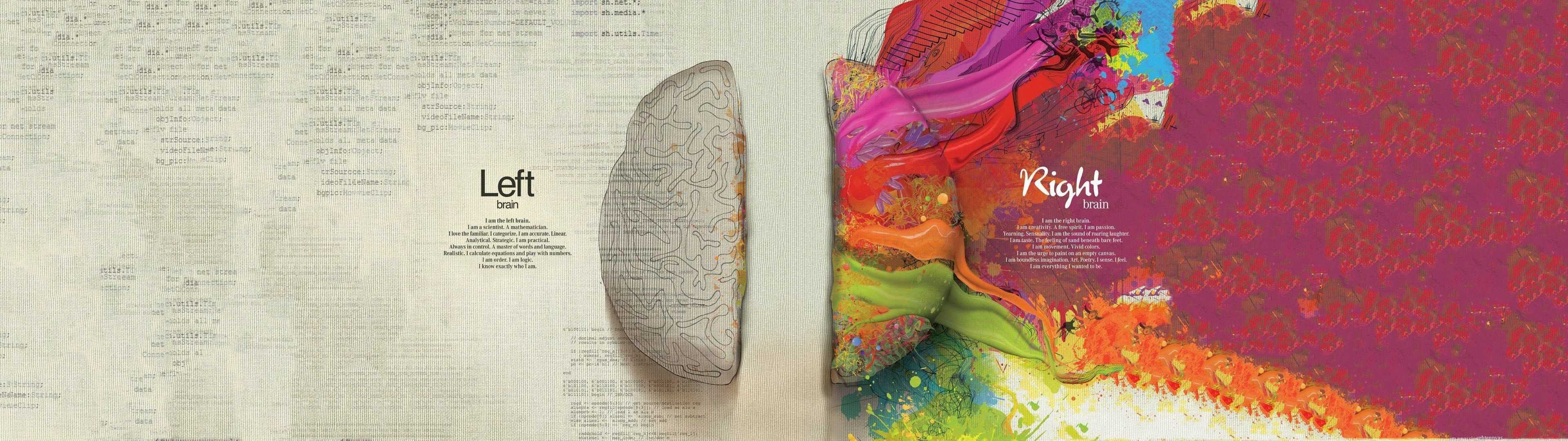 Left Brain, Right Brain, Dual Monitor Wallpaper, 3840x1080 Dual Screen Desktop