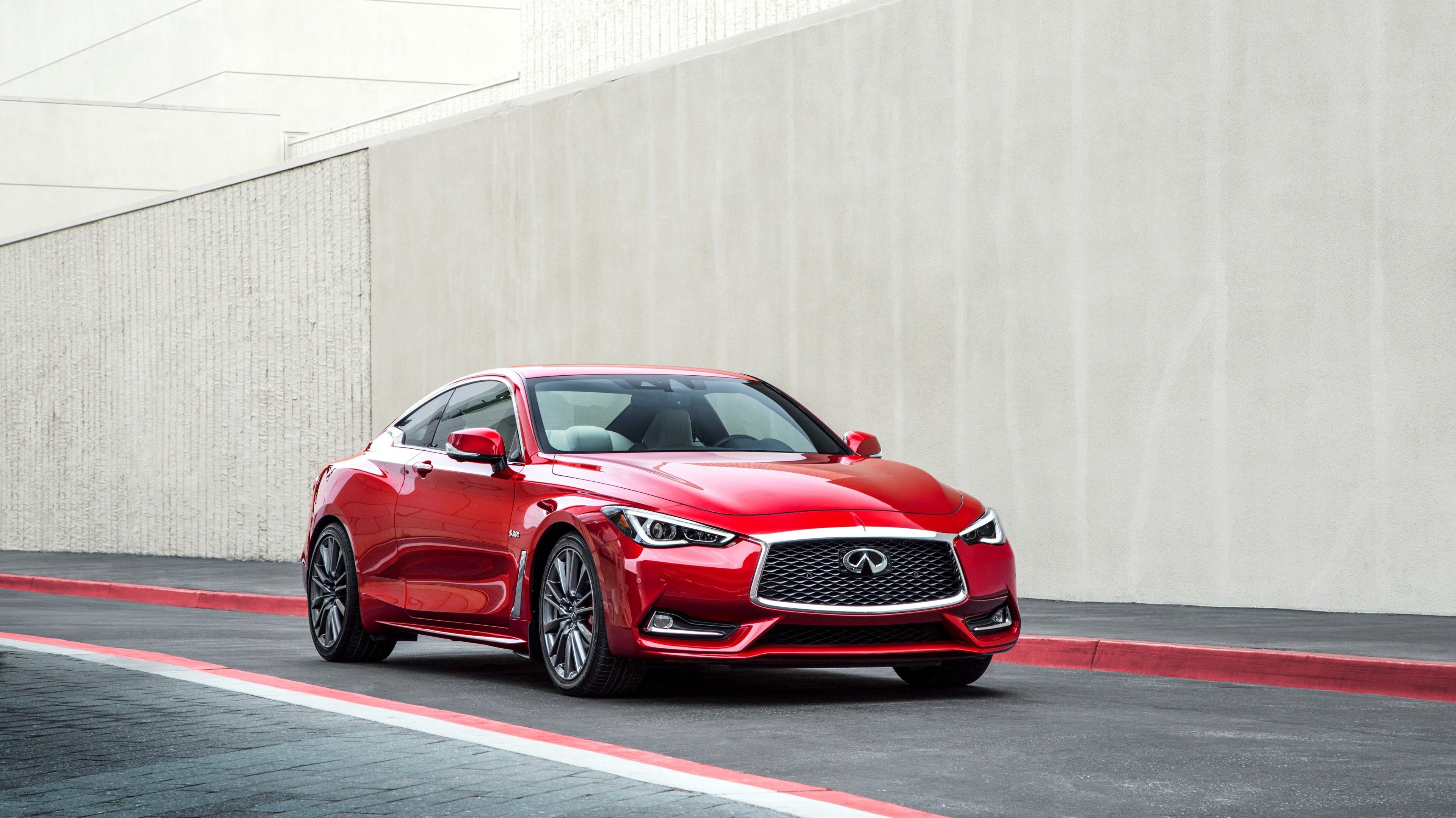 Infiniti Q60, Red sports car, Top free backgrounds, 3840x2160 4K Desktop