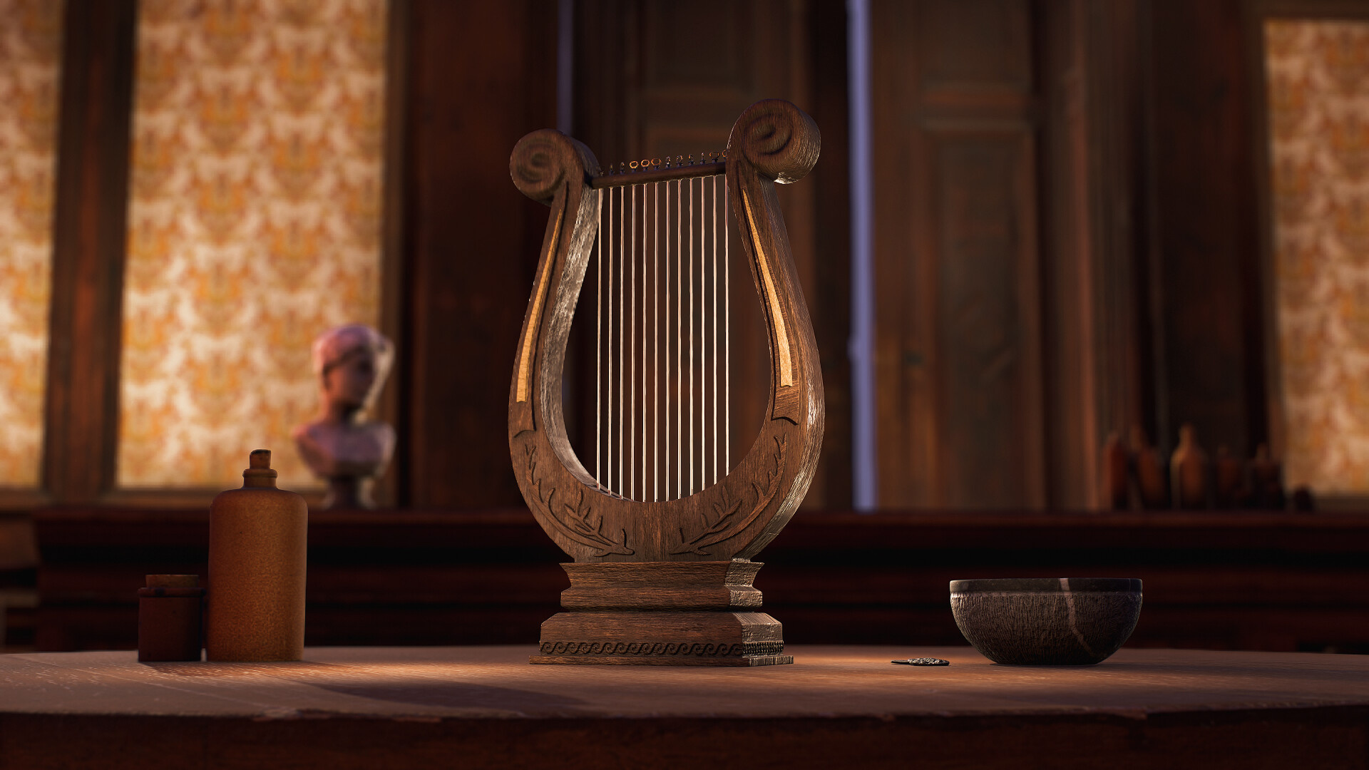 Lyre music, Greek lyre prop, Dimitriy Zub, Artstation, 1920x1080 Full HD Desktop