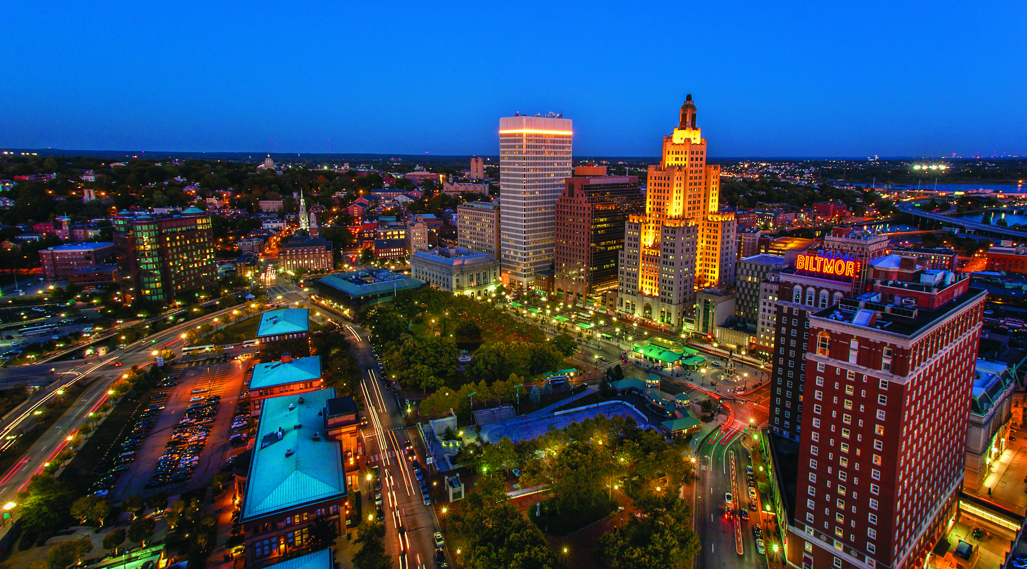 Providence Night Skyline, Rhode Island, 3600x2000 HD Desktop