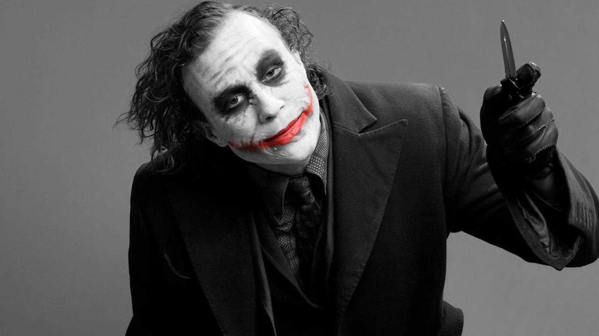 Joker, Heath Ledger, DC Comics, Black and Red, 1920x1080 Full HD Desktop