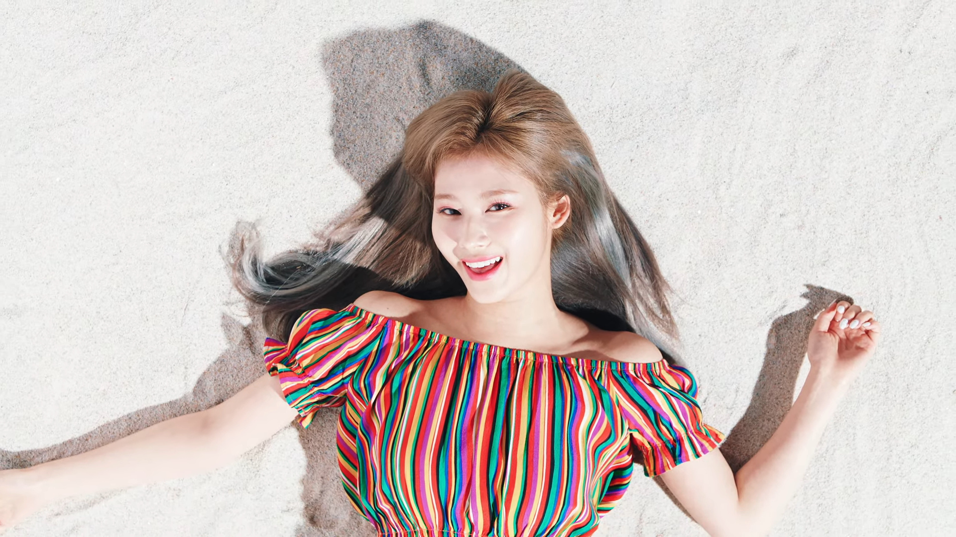 Sana (TWICE), Trendy kpop idol, Orange and pink theme, Captivating visuals, 1920x1080 Full HD Desktop