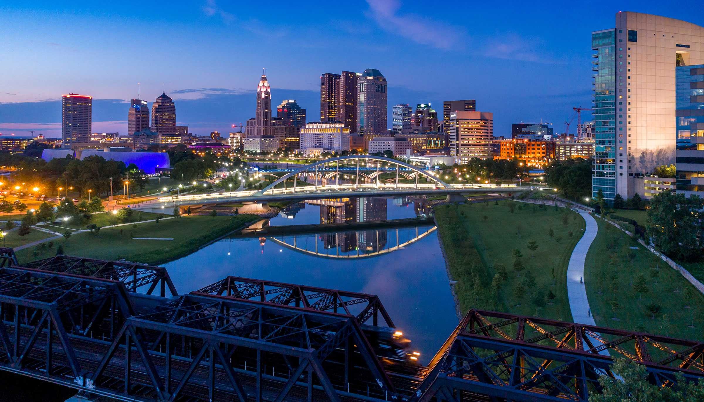 Columbus skyline, Travels, Downtown Columbus, 2400x1370 HD Desktop