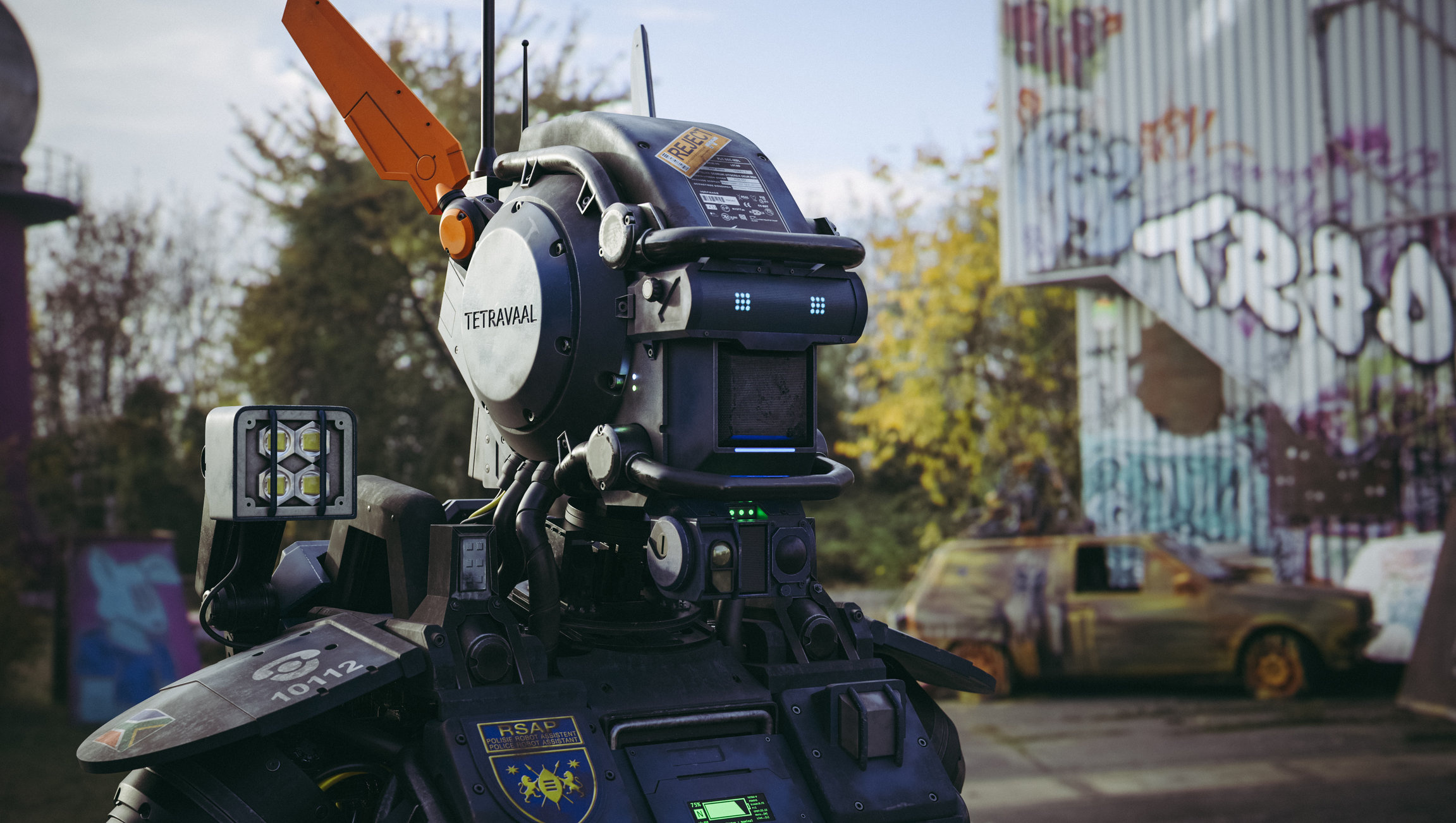 Chappie, Movie bust, Fan art, Texturing, 2310x1310 HD Desktop