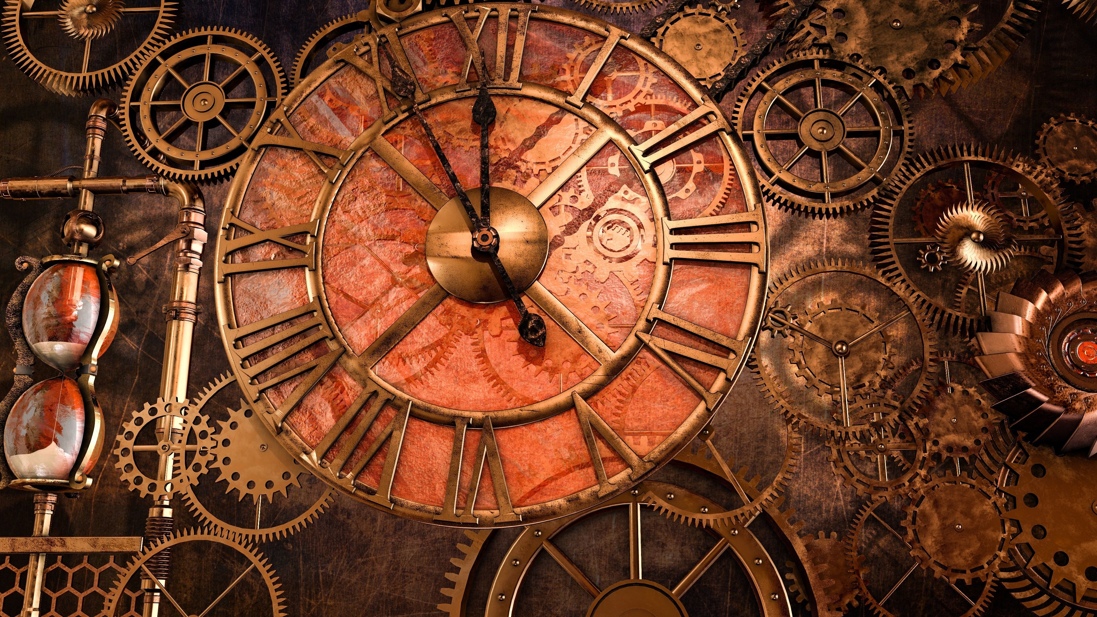 Steampunk, Clock Wallpaper, 3840x2160 4K Desktop