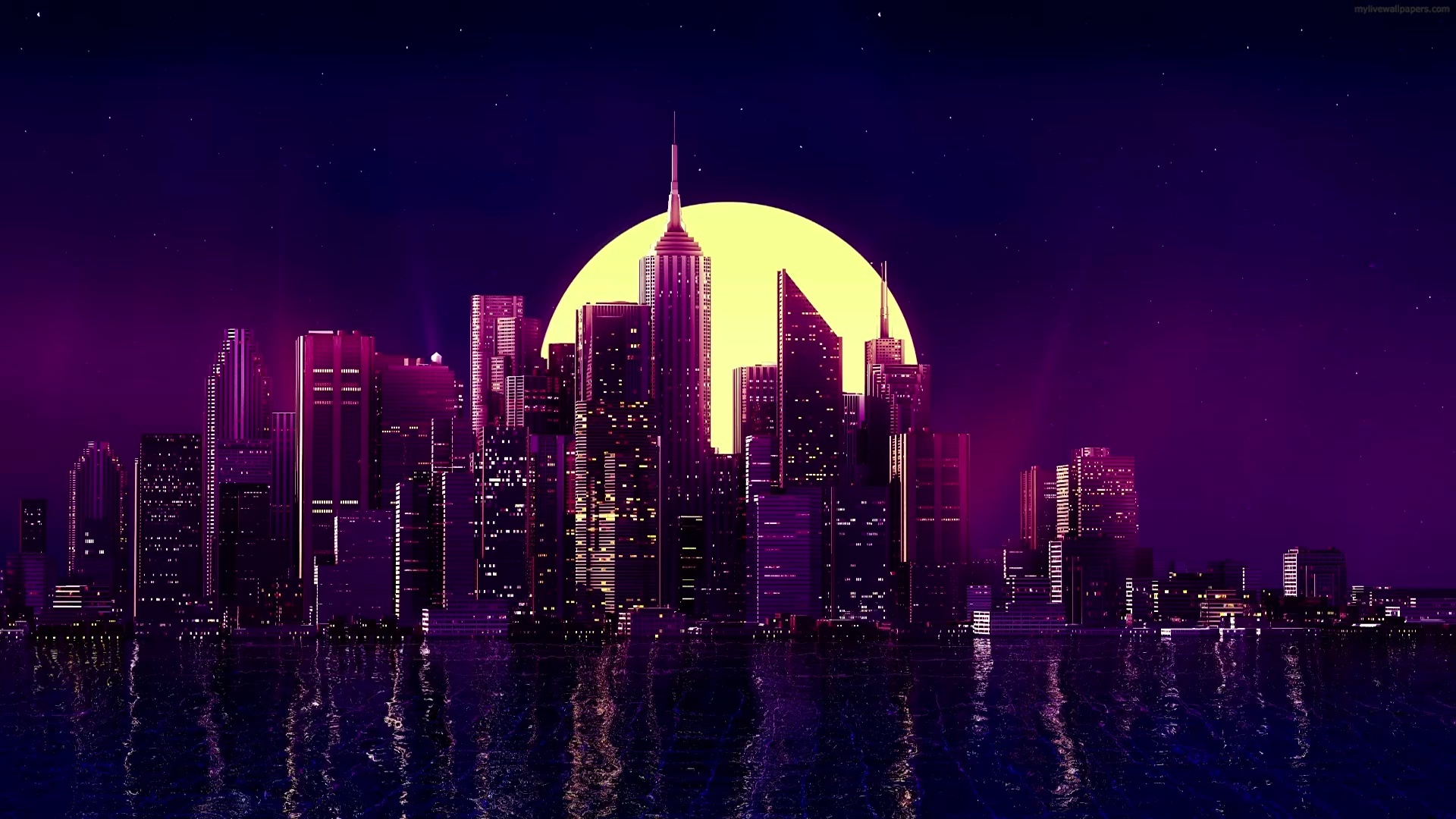 Cartoon Skyline, Travels, Michelle Sellers, City at night wallpaper, 1920x1080 Full HD Desktop