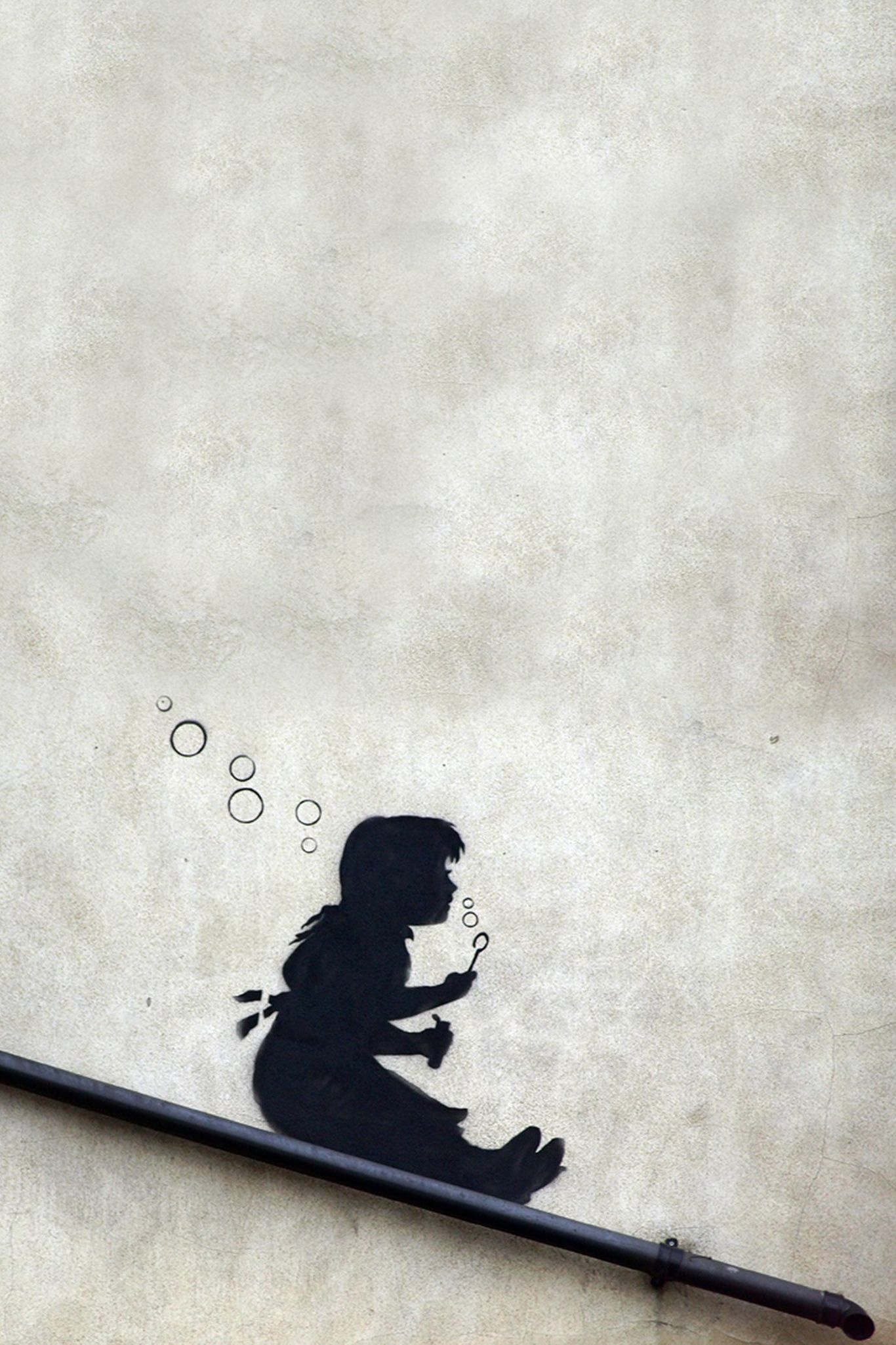 Bubble Slide Girl, Banksy Wallpaper, 1370x2050 HD Phone